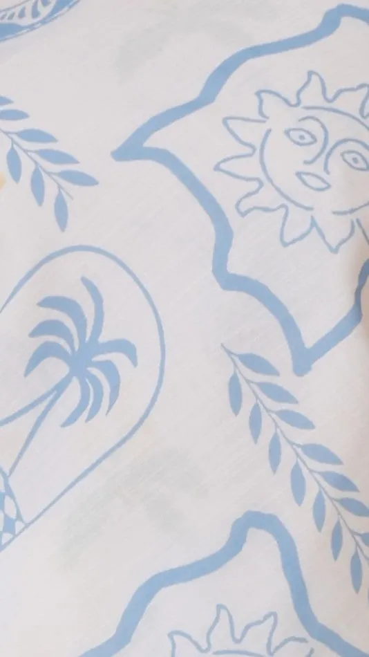 Aimie Pants - Blue / Yellow Holiday Print