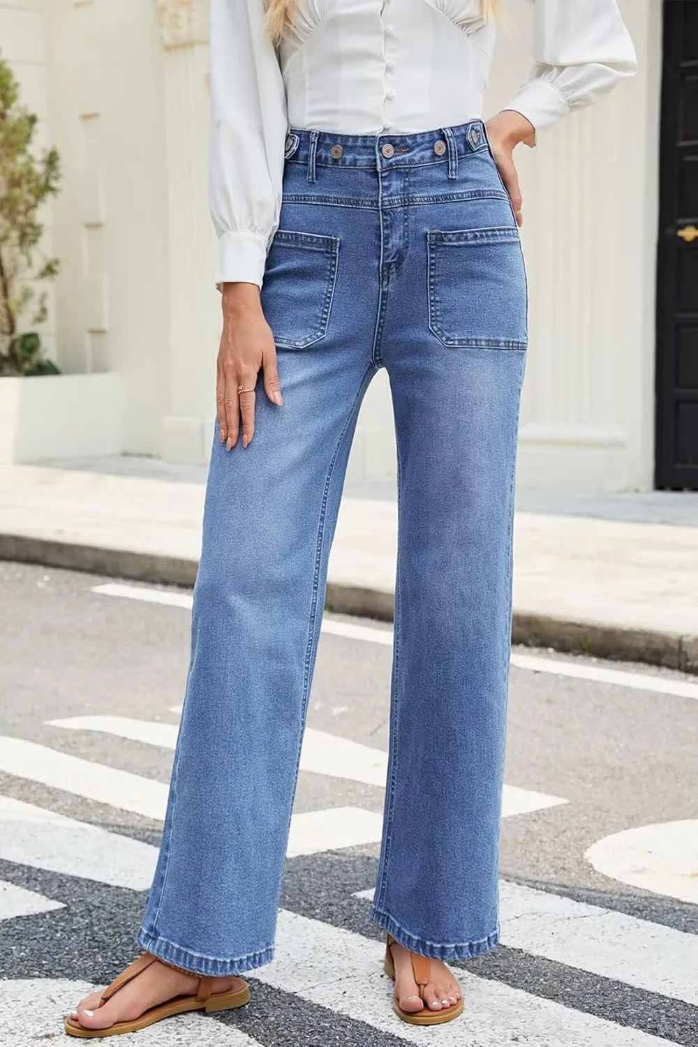 Allimy Womens Jeans High Waisted Straight Leg Baggy Boyfriend Jeans for Women Trendy 2025 Cargo Pants