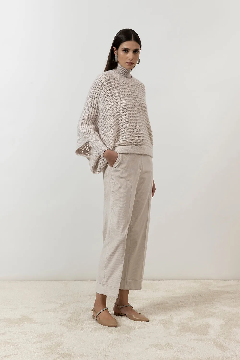 Alpaca, Lurex and sequin sweater with wide sleeves