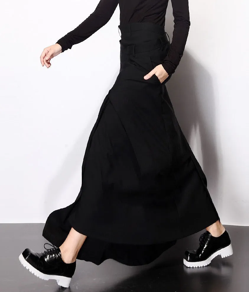 Asymmetric Cut Stretch Cotton Large Package Hip Skirt High-End Japanese Elegant Fashion Maxi Long Skirt //