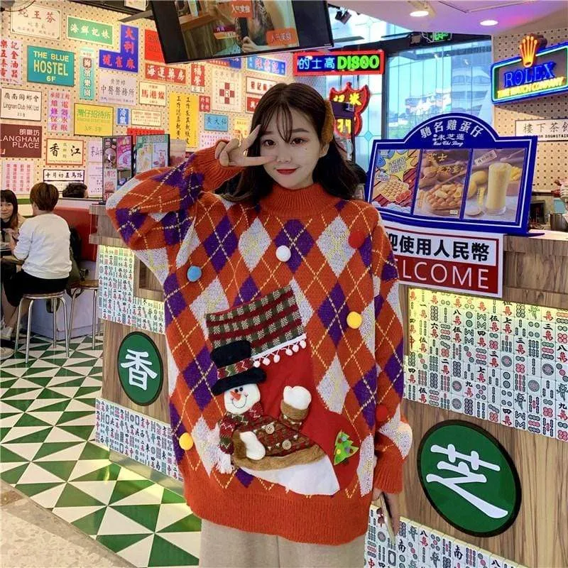 Autumn Snowman Turtleneck Sweatshirt
