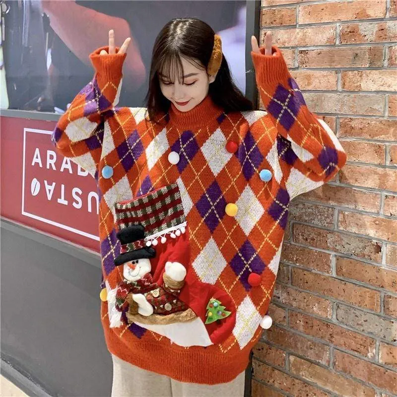 Autumn Snowman Turtleneck Sweatshirt