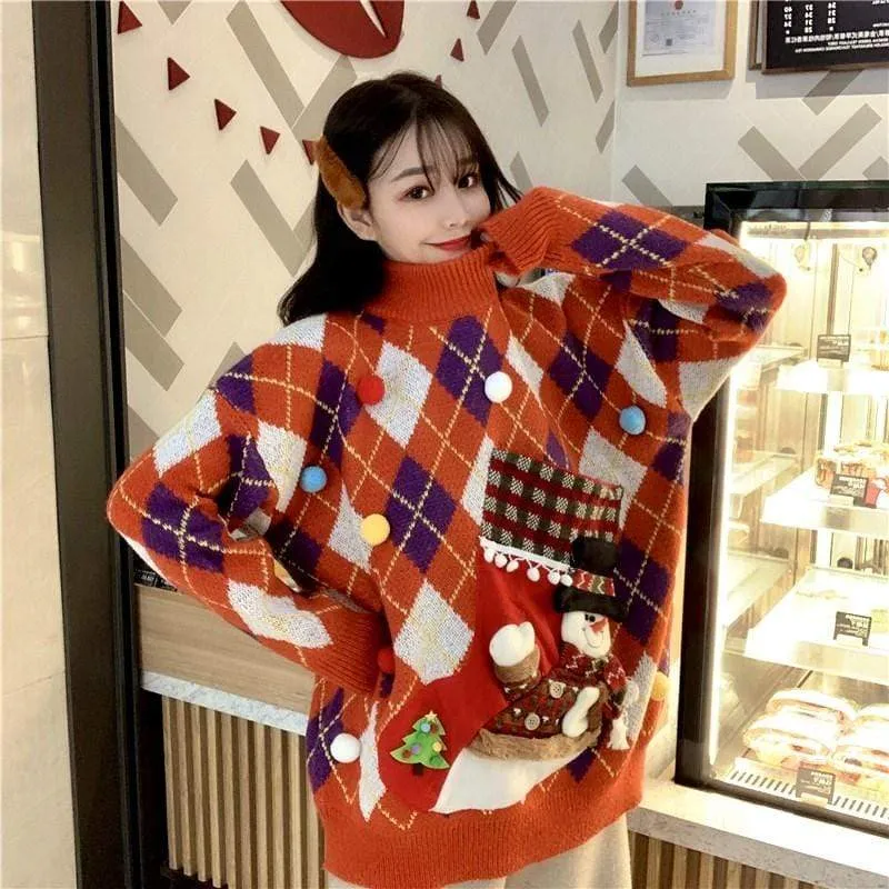 Autumn Snowman Turtleneck Sweatshirt
