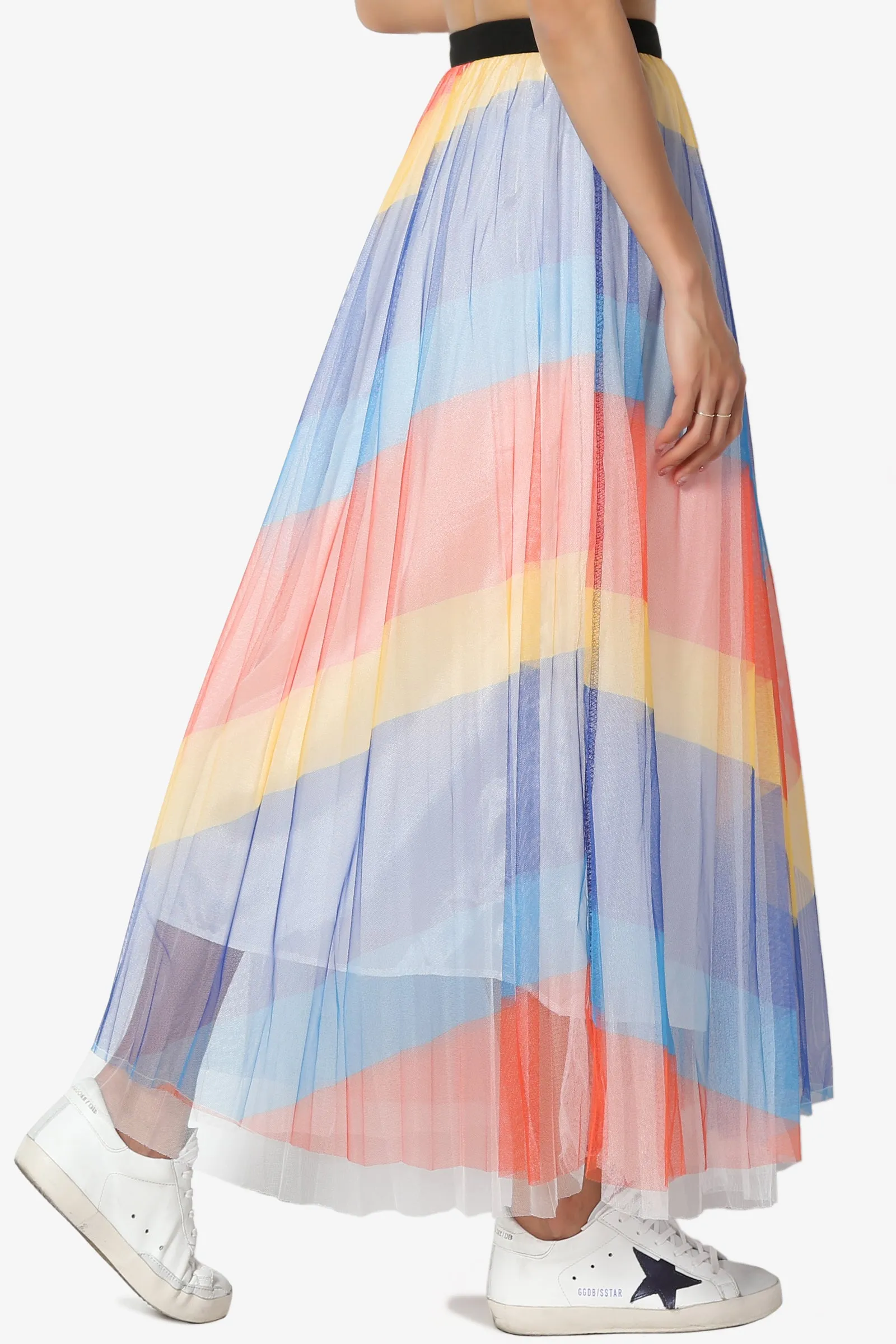 Bernadette Chevron Mesh Pleated Skirt