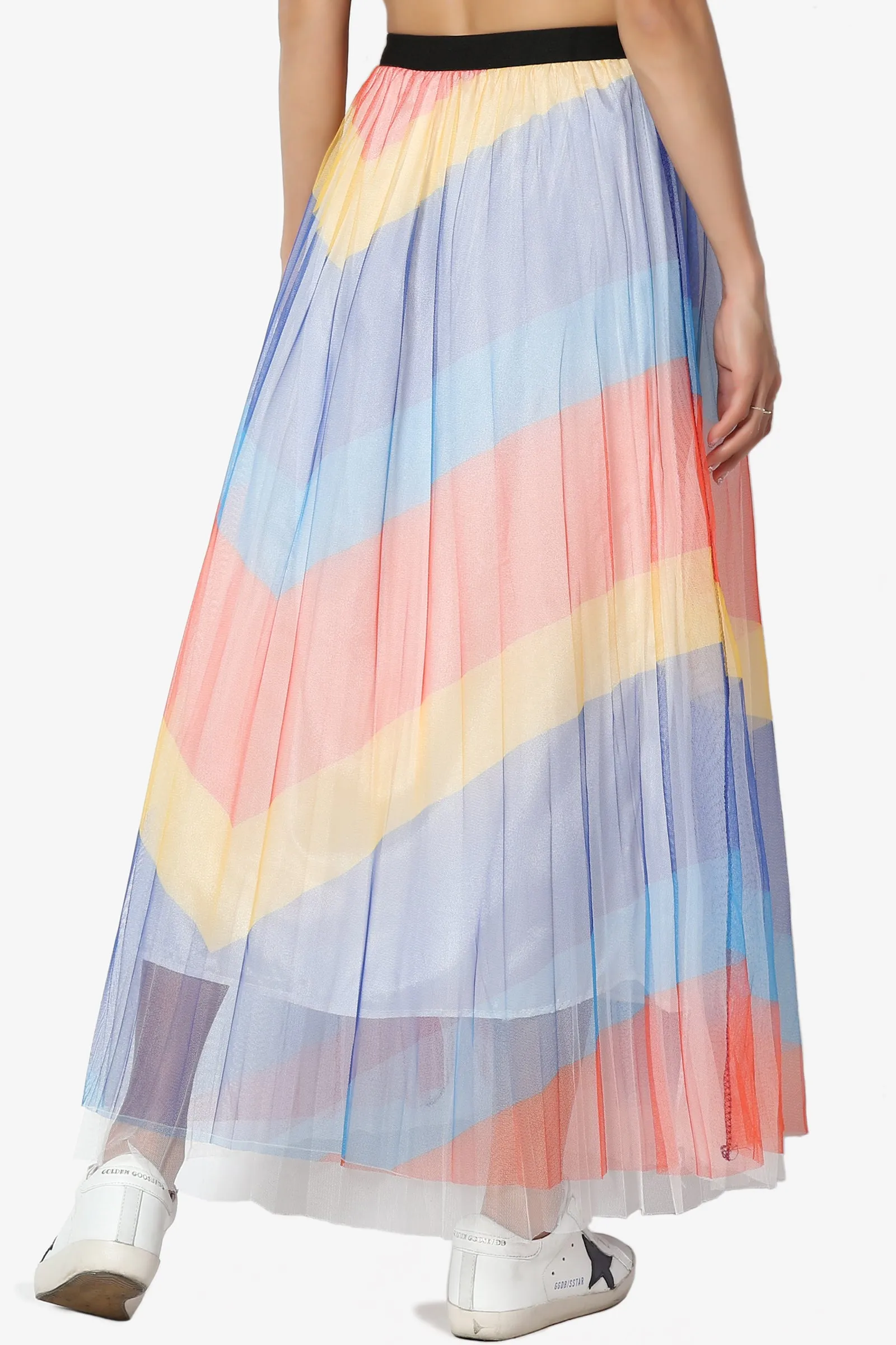 Bernadette Chevron Mesh Pleated Skirt