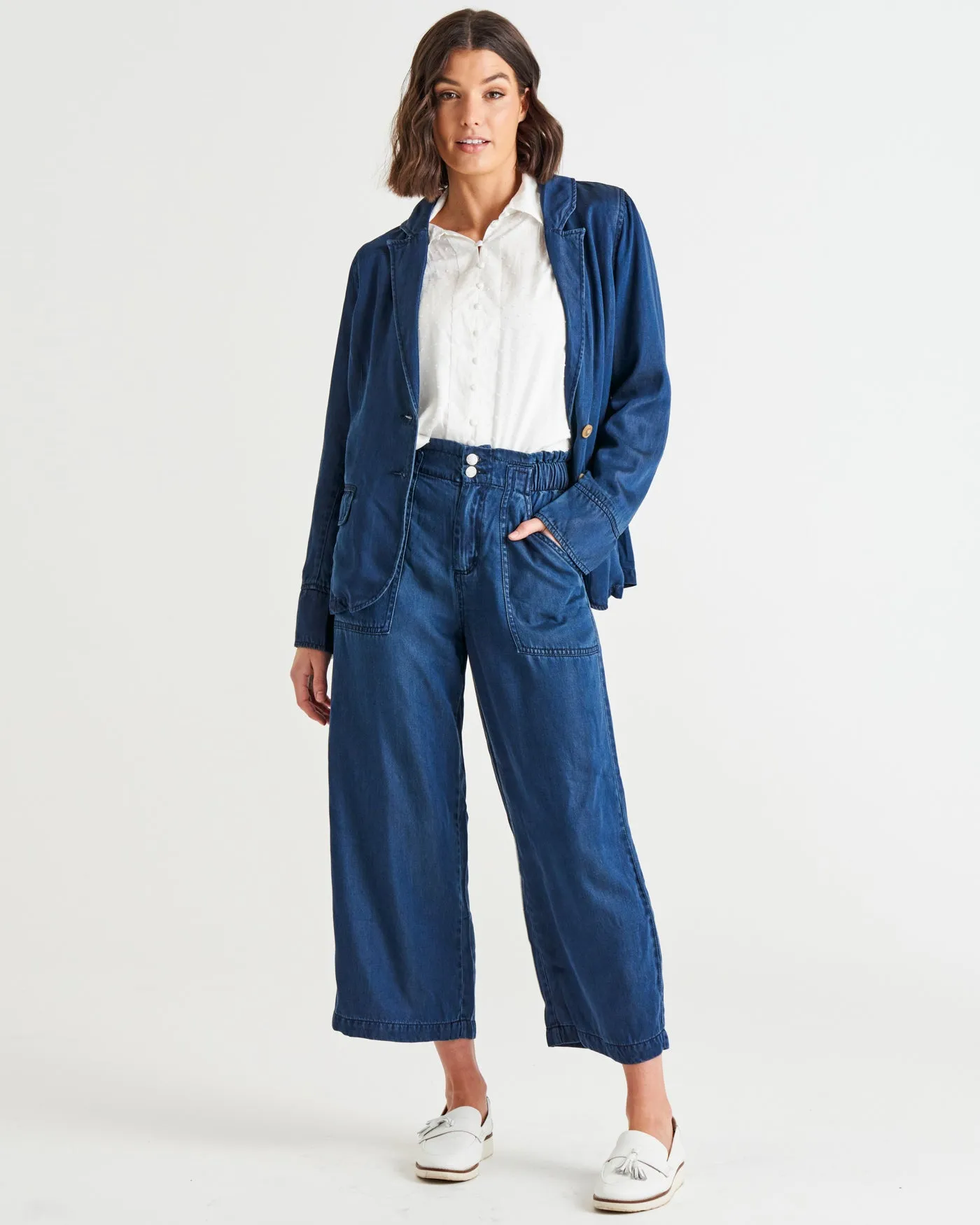 Betty Basics Lexton Wide Leg Pant Dark Rinse