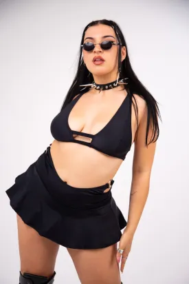 Black O-Ring Mini Skirt