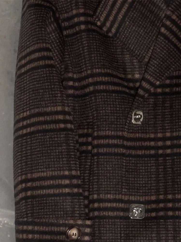 Blazer collar reversible tweed coat【s0000004885】