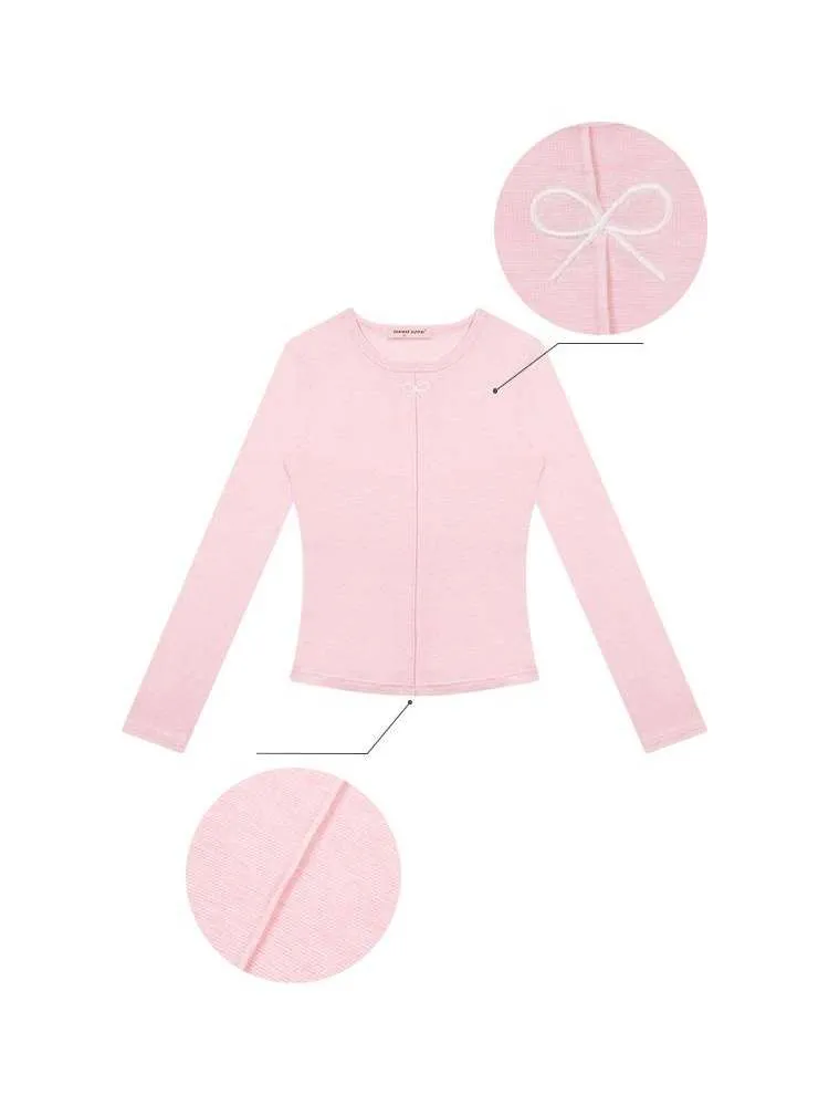 Bow Knot Semi-Sheer Slim Fit Bottoming Shirt【s0000007137】