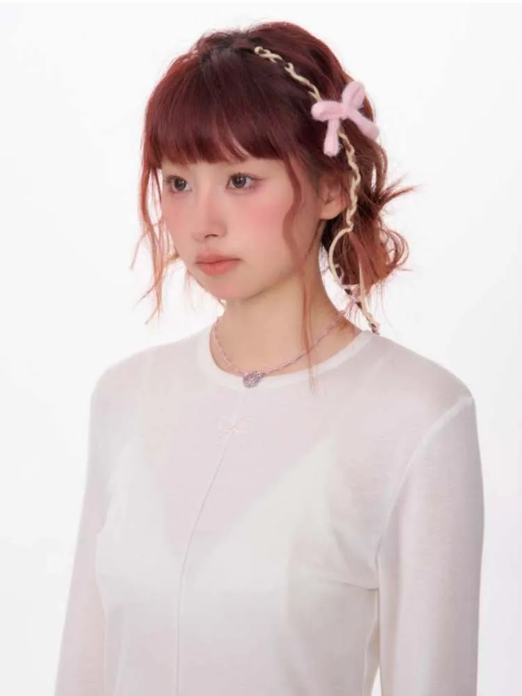 Bow Knot Semi-Sheer Slim Fit Bottoming Shirt【s0000007137】