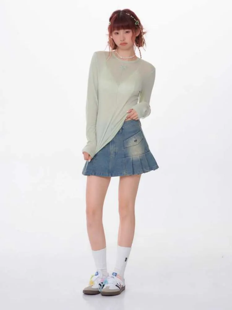 Bow Knot Semi-Sheer Slim Fit Bottoming Shirt【s0000007137】