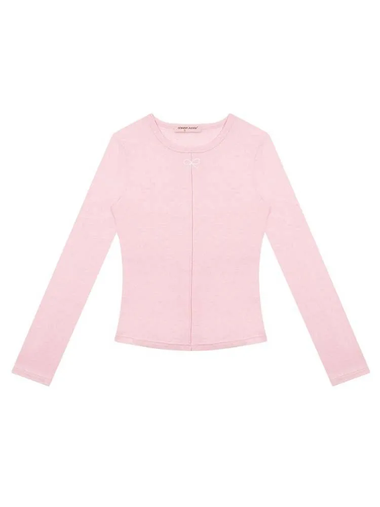 Bow Knot Semi-Sheer Slim Fit Bottoming Shirt【s0000007137】
