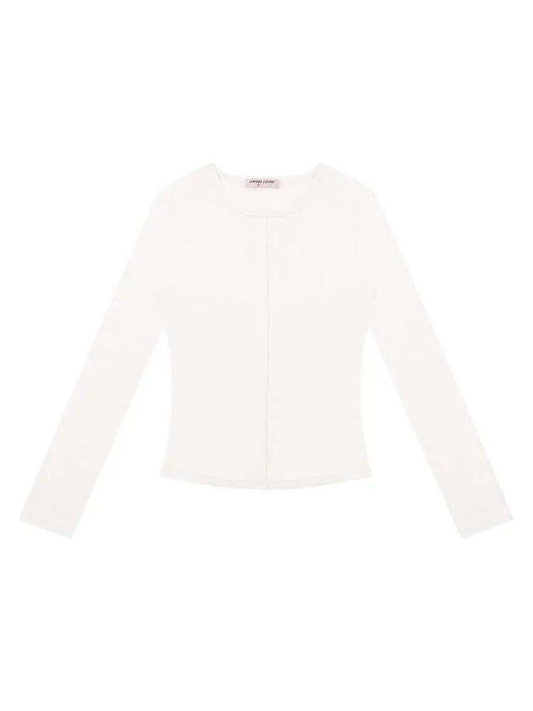 Bow Knot Semi-Sheer Slim Fit Bottoming Shirt【s0000007137】