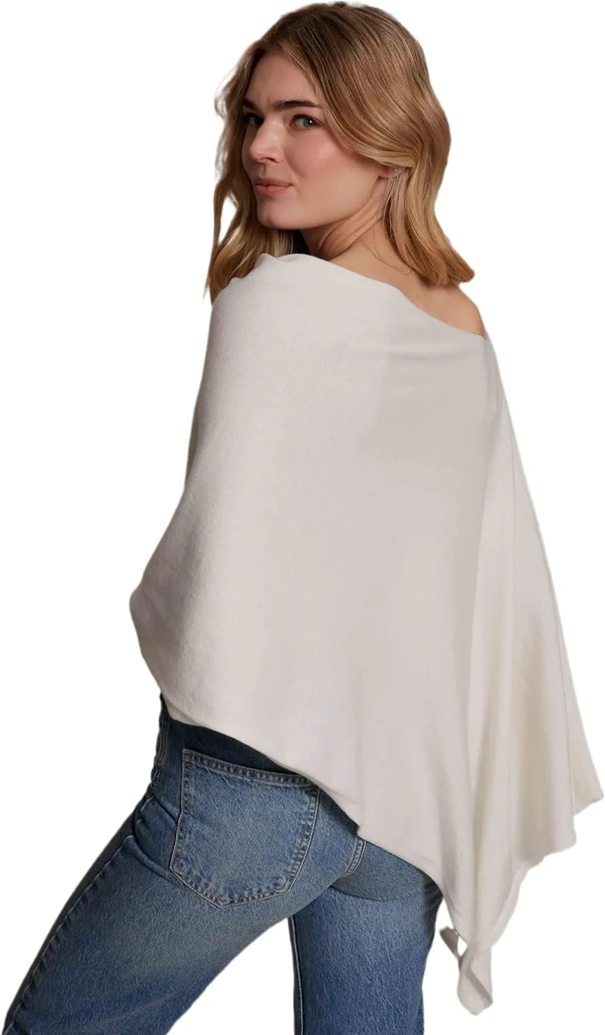 Caroline Grace Cashmere Blend Poncho by Alashan Lightweight & Super Soft - 95% Cotton 5% Cashmere - Great Gift Item