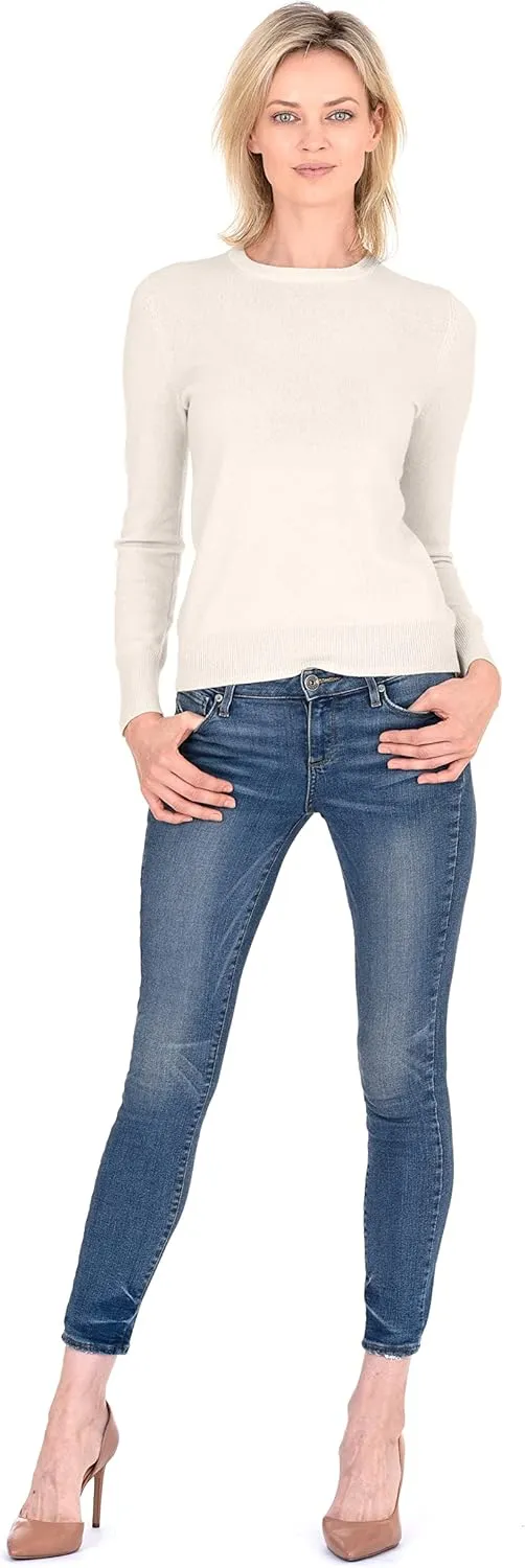 Cashmeren Womens Basic Crewneck Sweater 100% Pure Cashmere Long Sleeve Round Neck Pullover