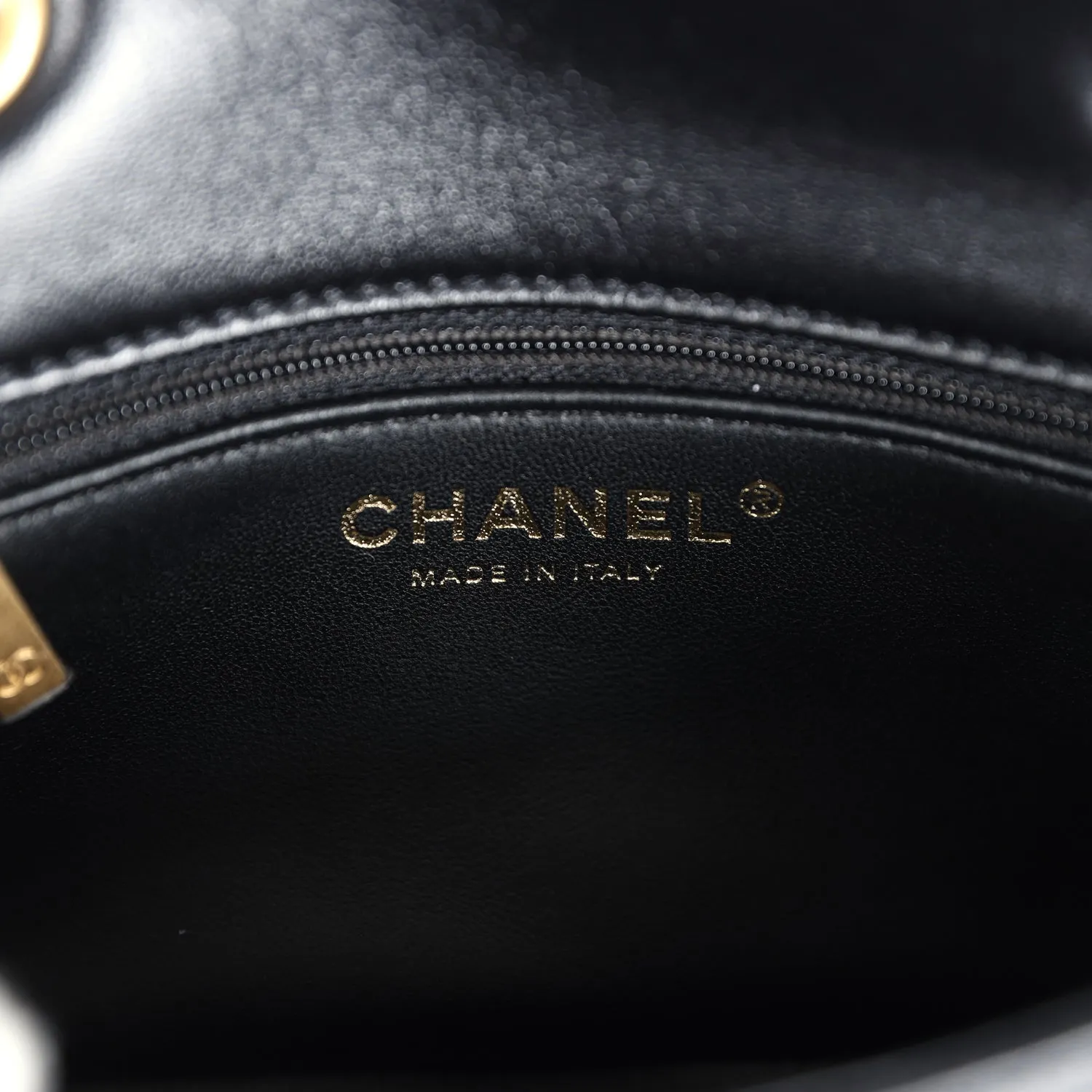 Chanel Mini Shearling Flap Bag Black Lambskin Brushed Gold Hardware
