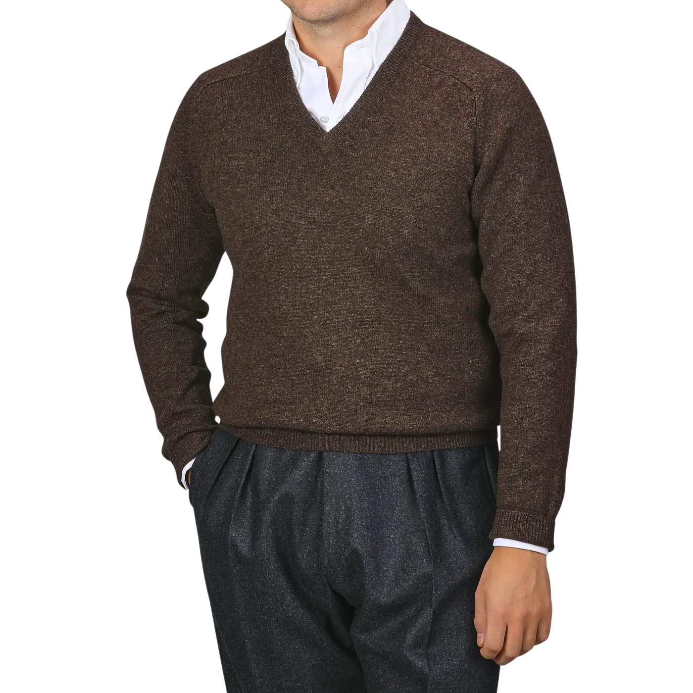 Cocoa Brown Lambswool V-Neck