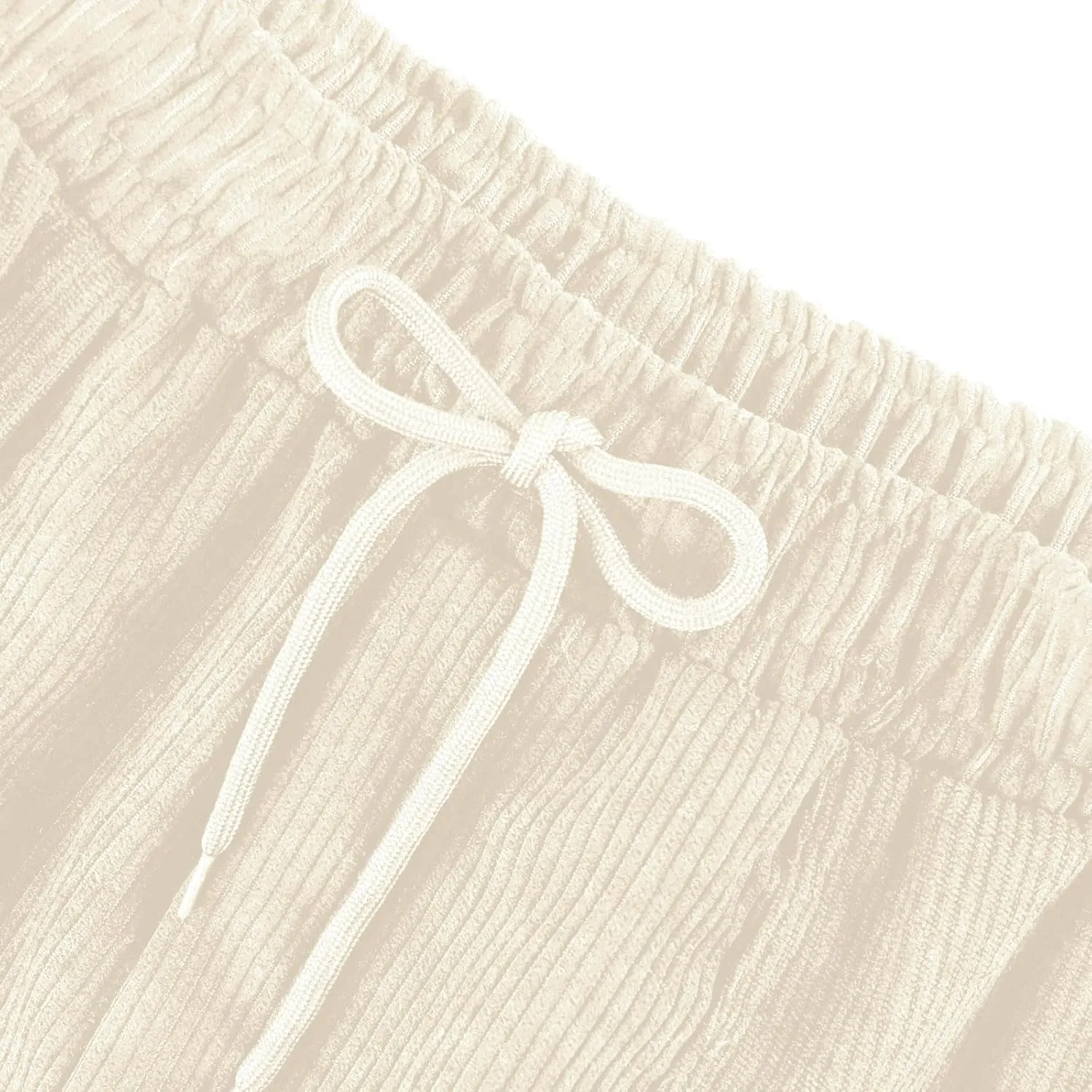 Corduroy Pants Women Baggy Comfy Drawstring Elastic High Waisted Work Pants Casual Loose Straight Leg Pants