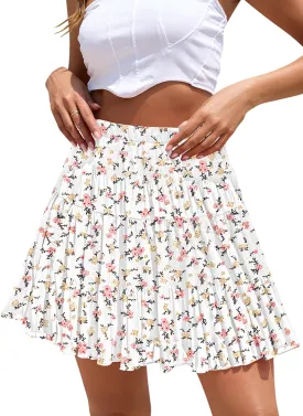CYiNu Short Skirts for Women Summer Boho Flowy A Line Chiffon Tiered Pleated Mini Skirt