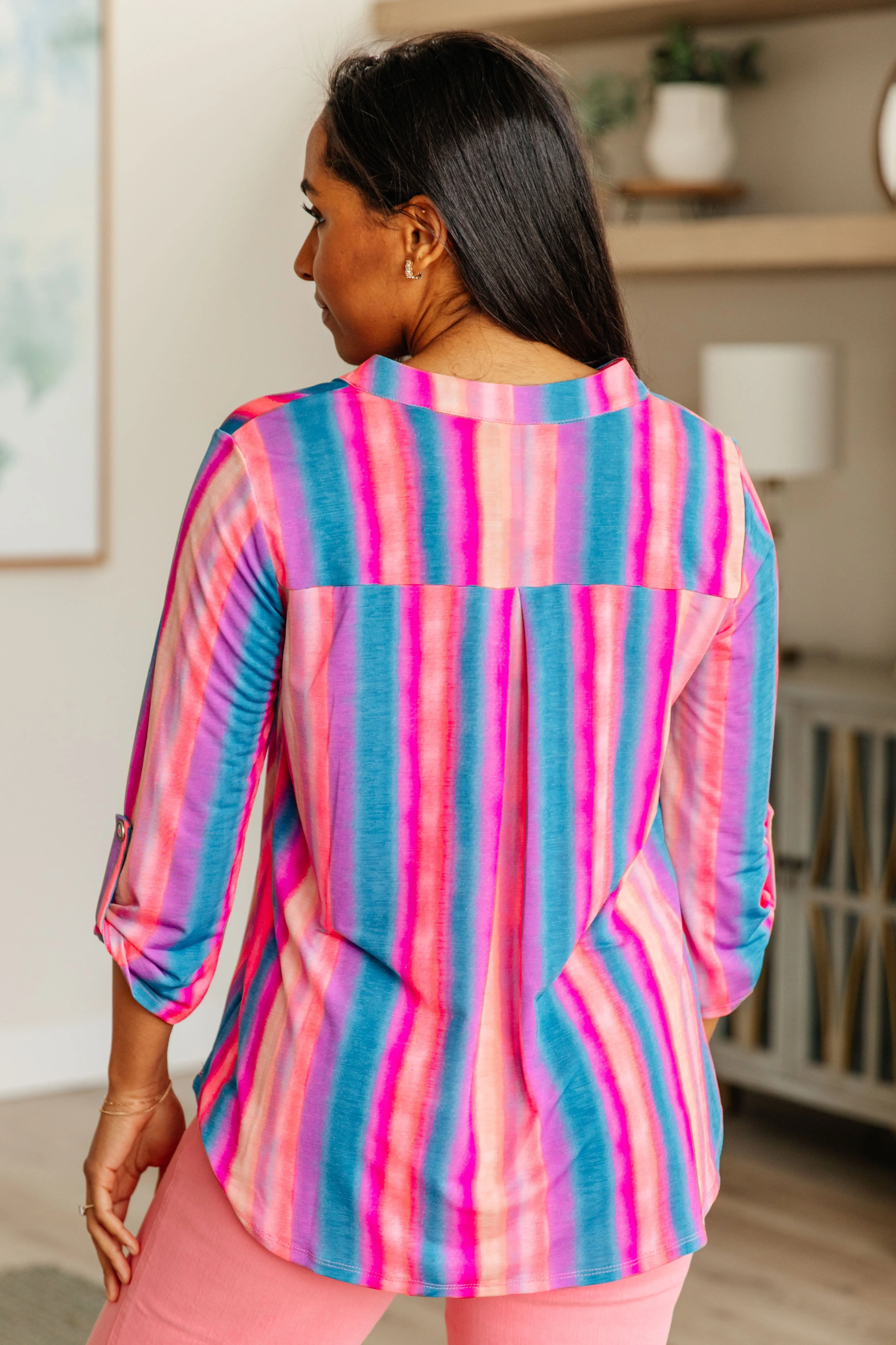 Dear Scarlett Lizzy Top in Blue and Pink Stripe