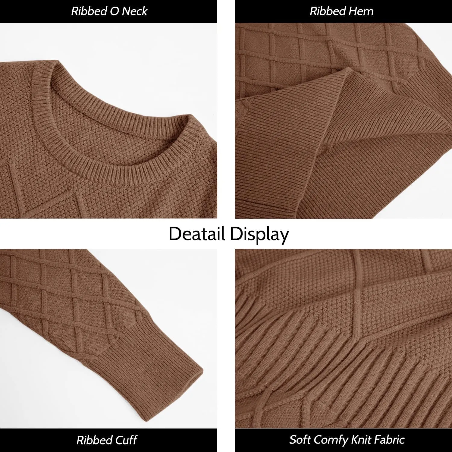 Dyexces Womens Sweater Dress Long Sleeve Crewneck Diamond Knit Sweater Dresses Sexy Slim Fit Pullover Dress