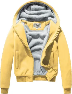 FOURSTEEDS Hooded Faux Fleece Lining Jacket for Women Winter Sherpa Lined Thick Warm Thermal Hoodies Coat