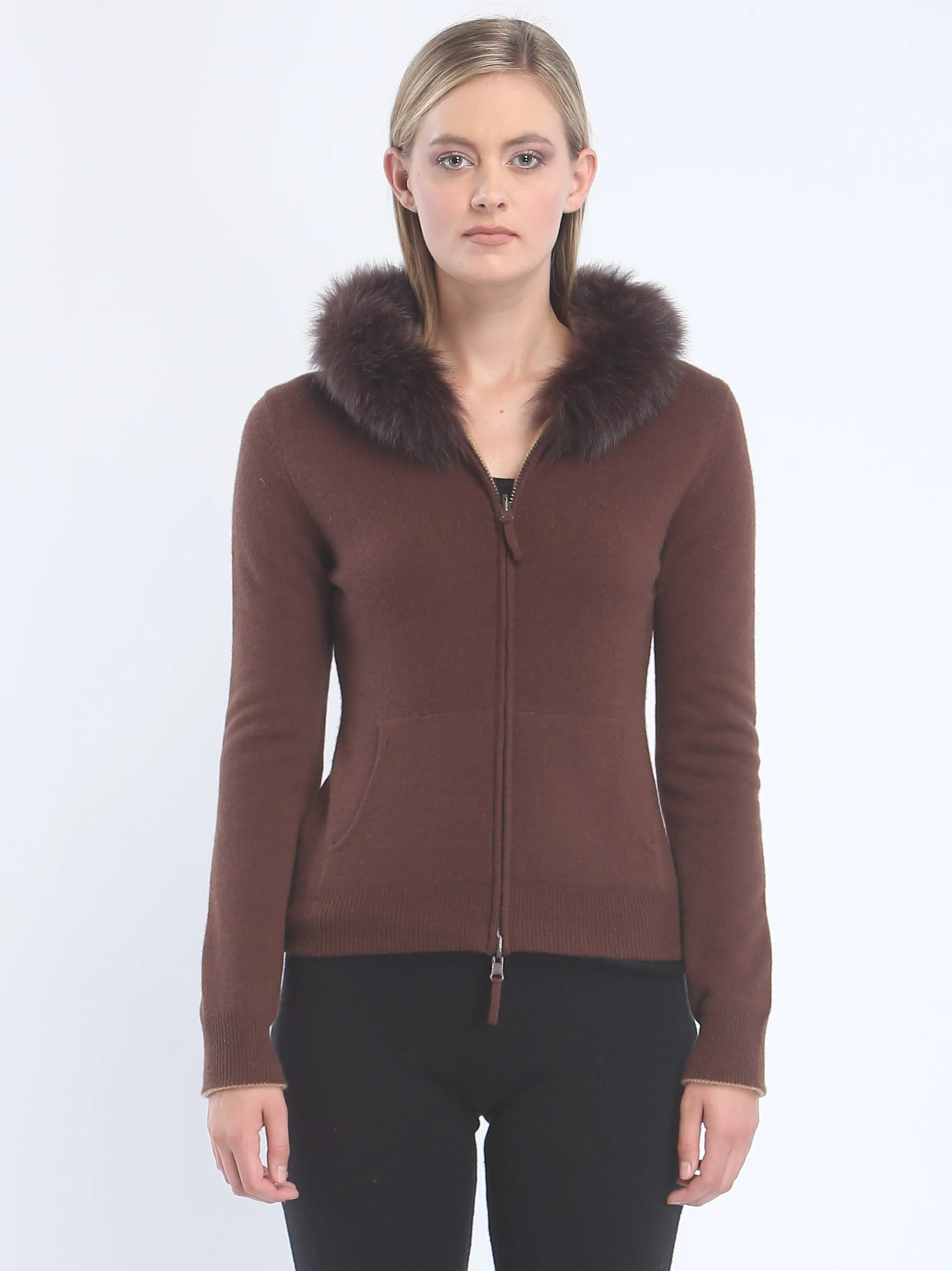 Fox Trimmed Reversible Hoodie Jacket