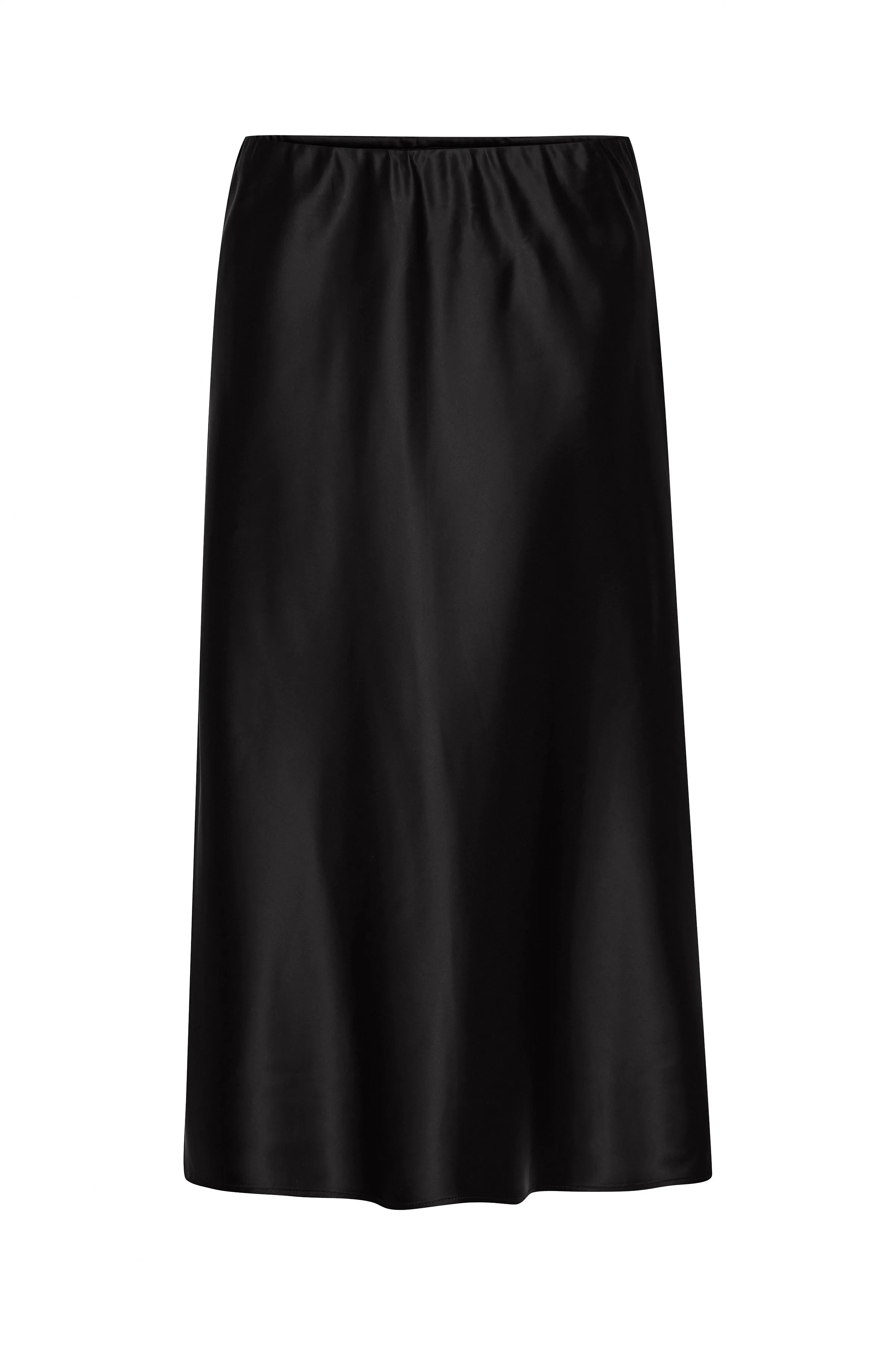 Fransa Black Satin Bias cut midi skirt 20614112