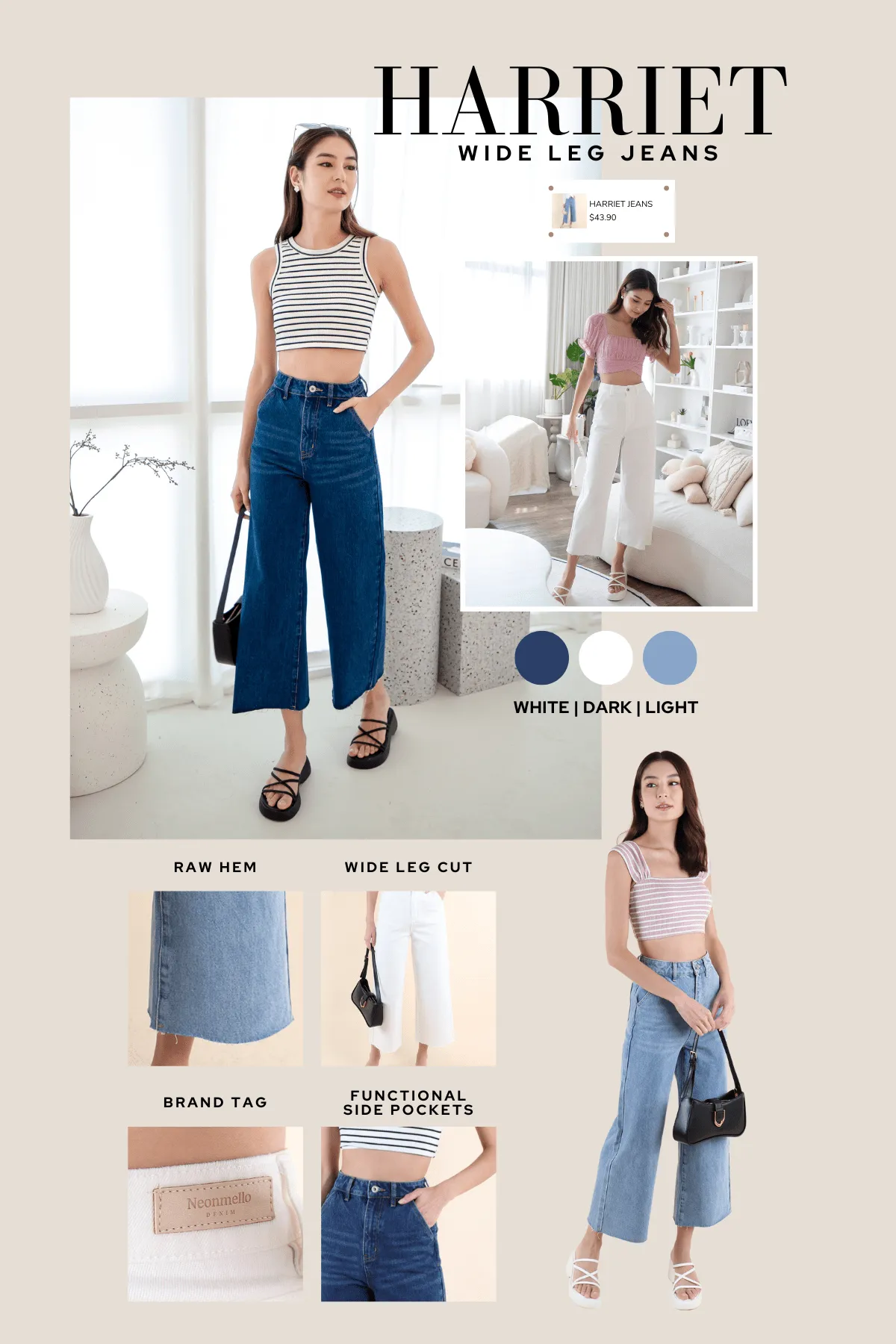 HARRIET WIDE LEG JEANS IN LIGHT