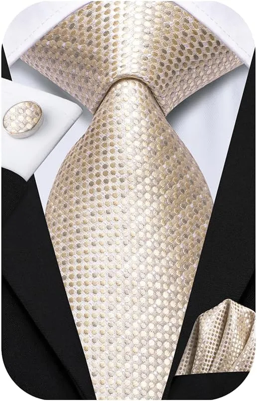 Hi-Tie Mens 70 inches Tie Set Extra Long Necktie With Cufflinks Handkerchief For Big and Tall Men Business Wedding