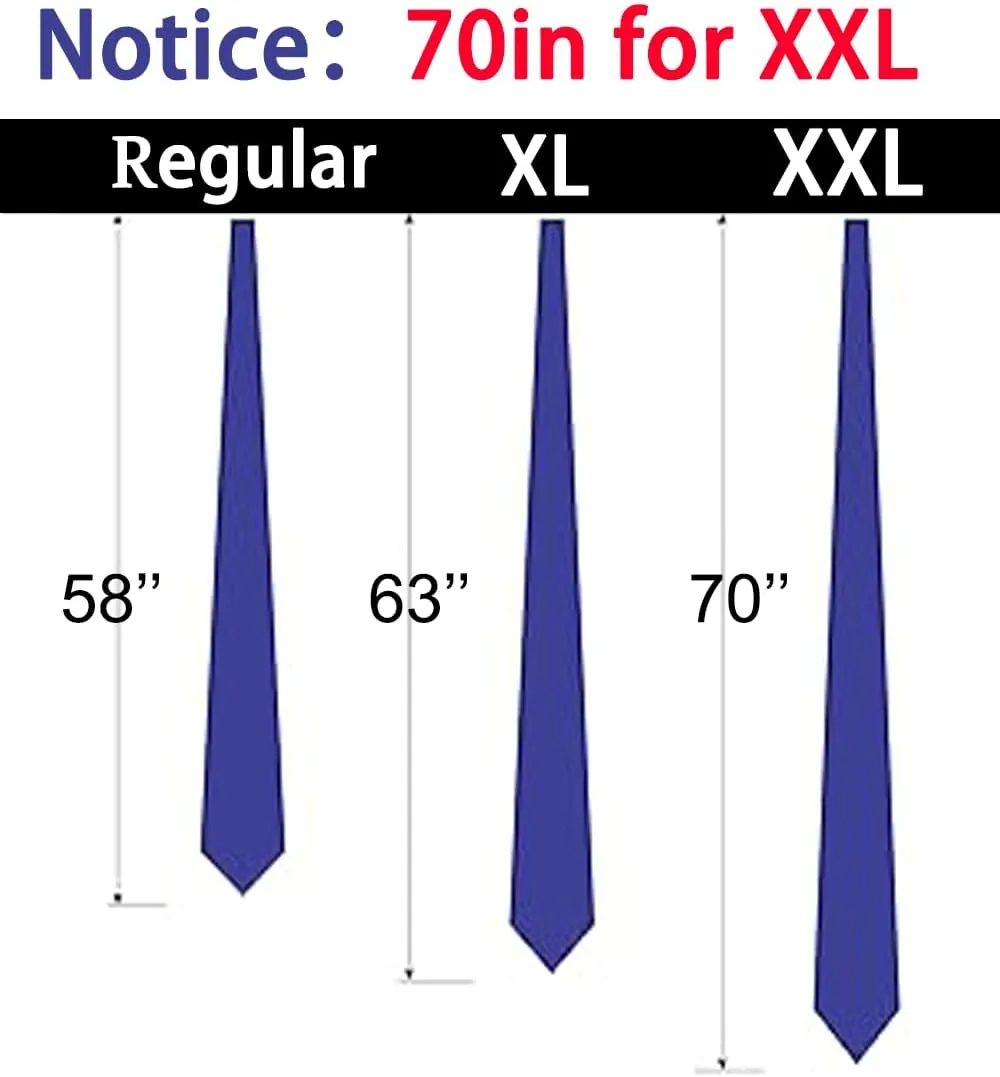Hi-Tie Mens 70 inches Tie Set Extra Long Necktie With Cufflinks Handkerchief For Big and Tall Men Business Wedding