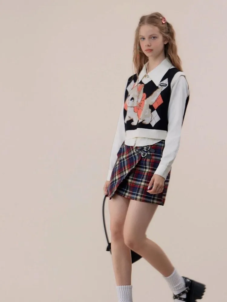 High waist plaid skirt【s0000003757】