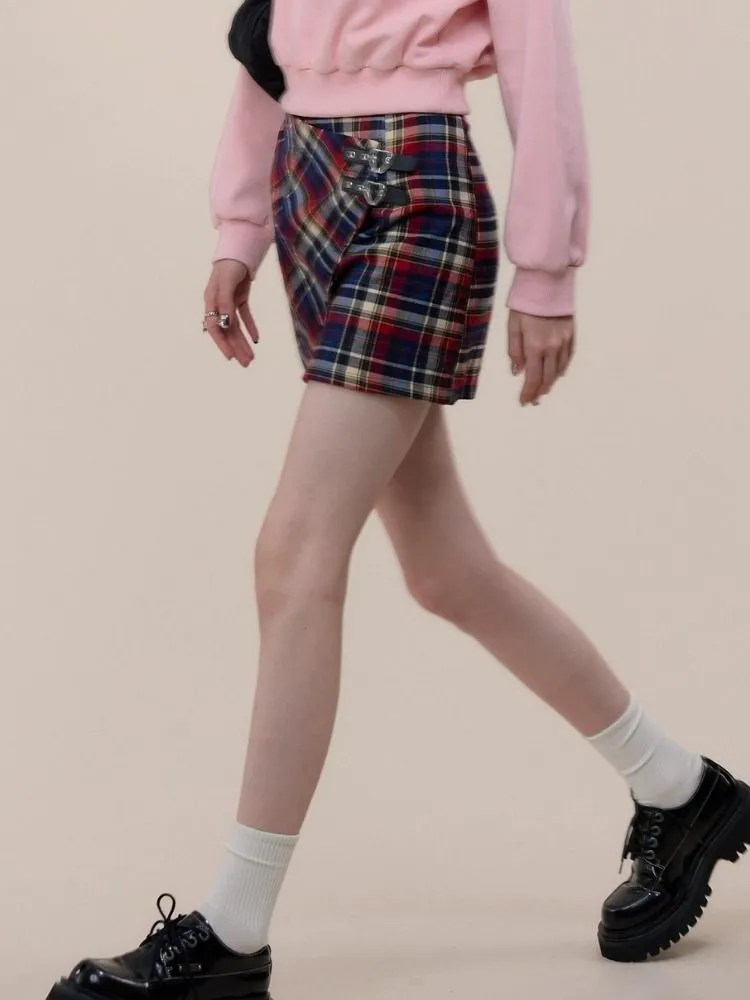 High waist plaid skirt【s0000003757】
