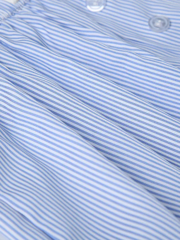 High Waisted Loose Elasticity Split-Joint Striped Pants Trousers