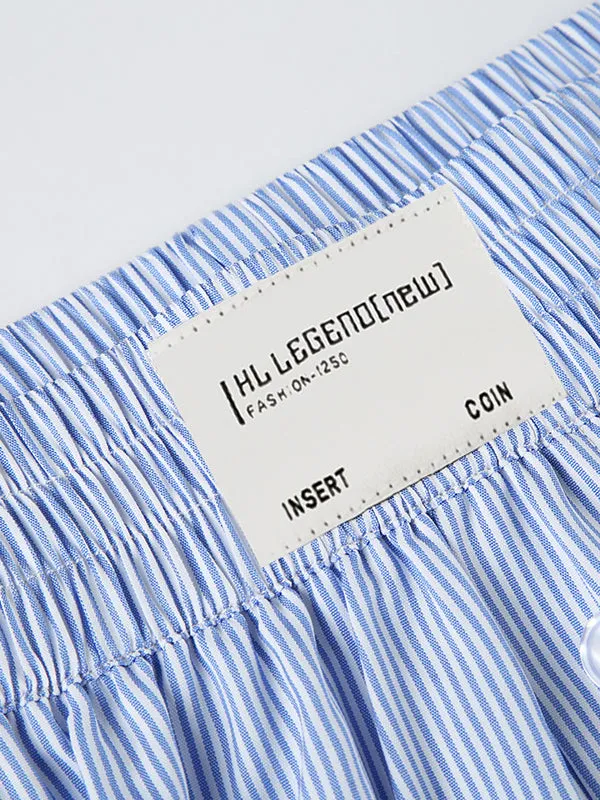 High Waisted Loose Elasticity Split-Joint Striped Pants Trousers