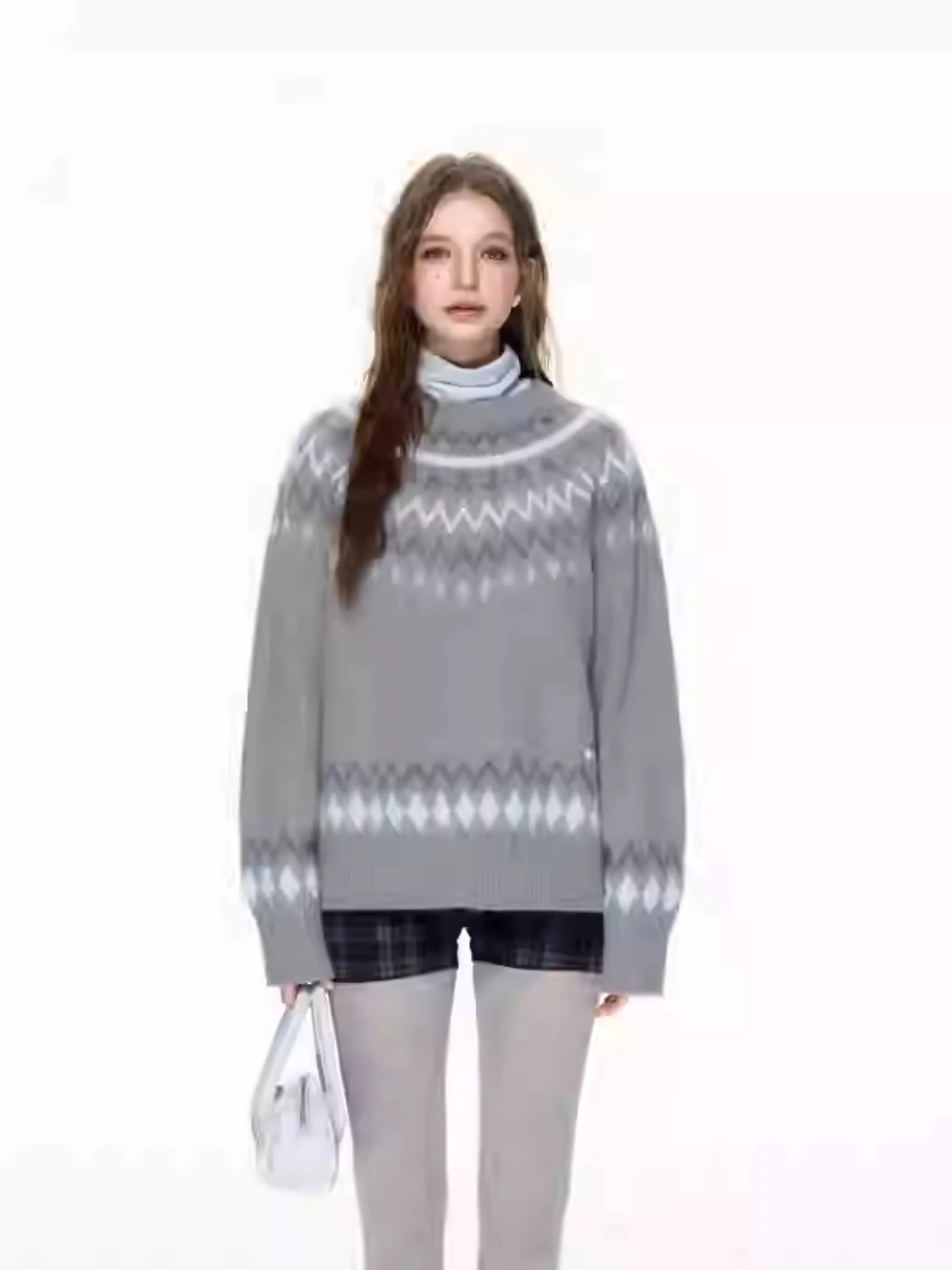 Jacquard pullover sweater【s0000010616】