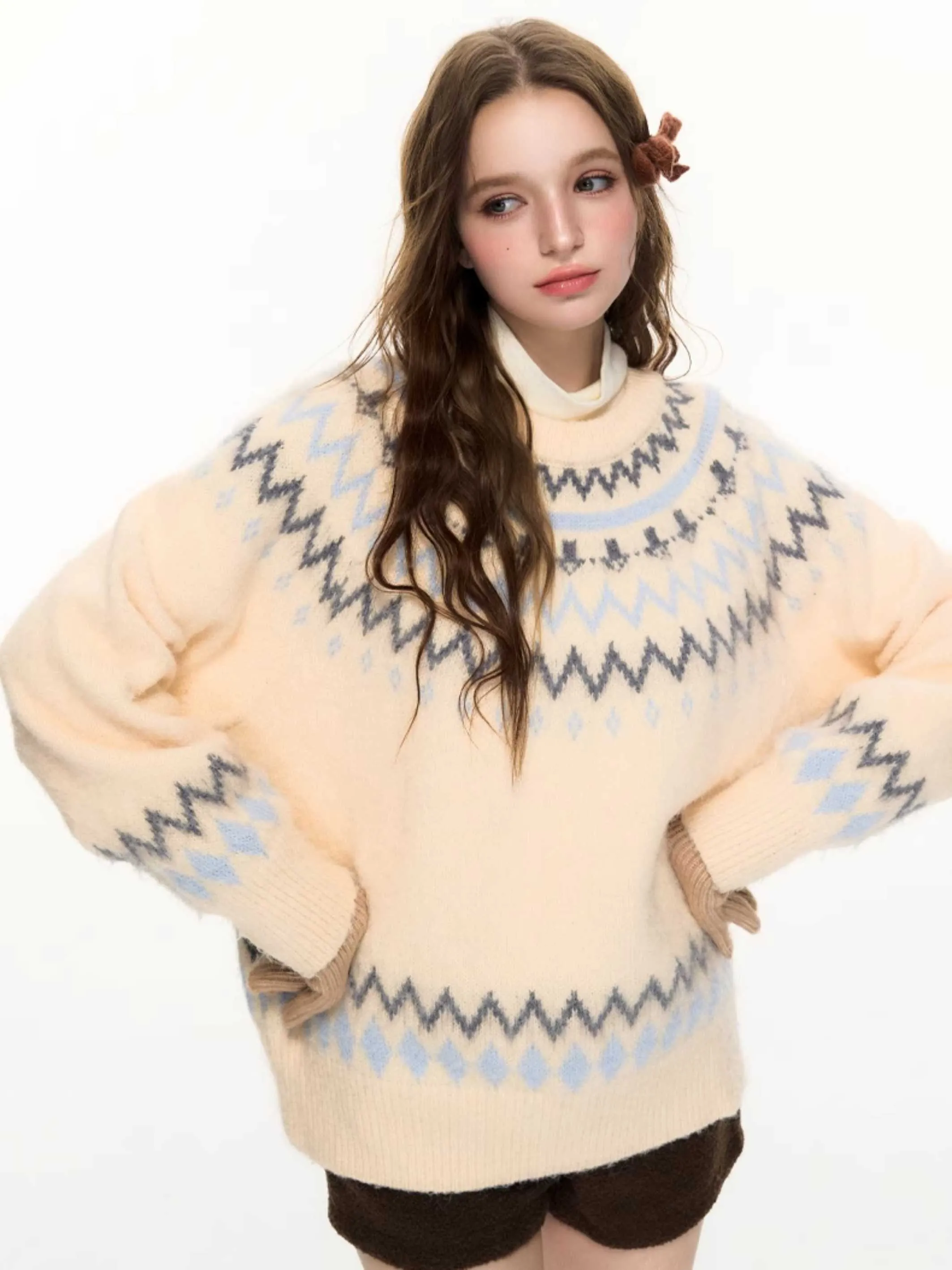 Jacquard pullover sweater【s0000010616】