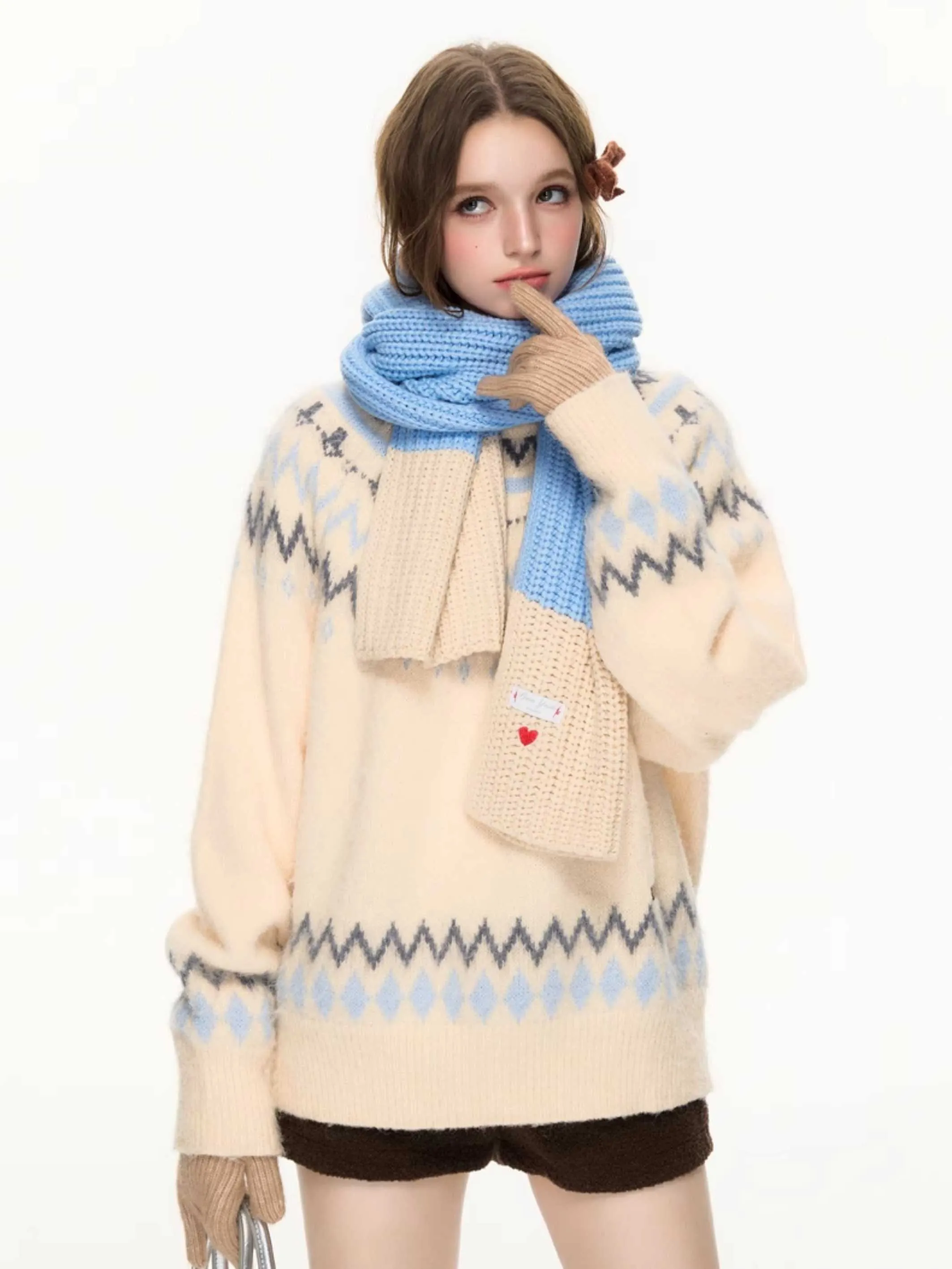 Jacquard pullover sweater【s0000010616】