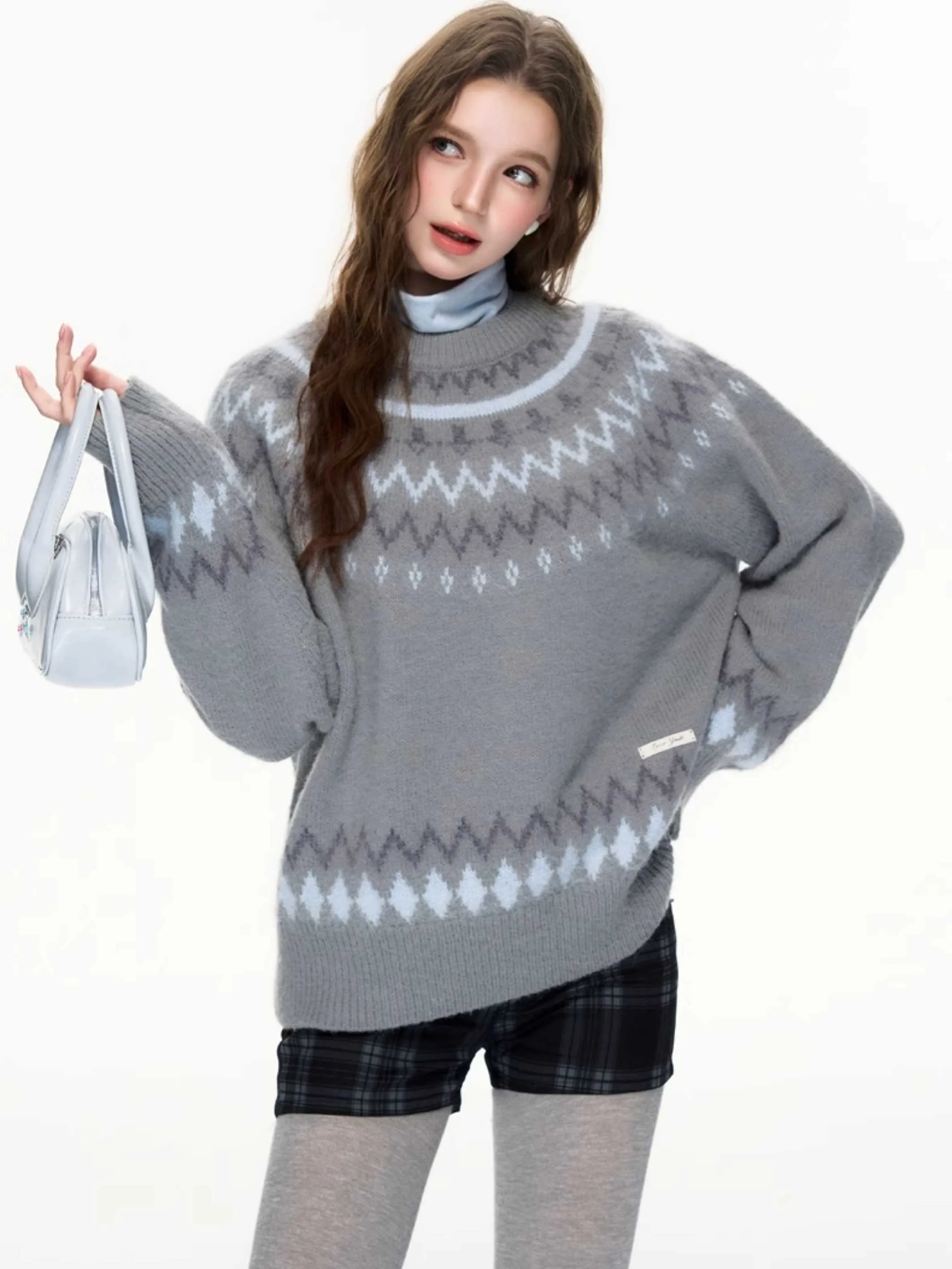 Jacquard pullover sweater【s0000010616】