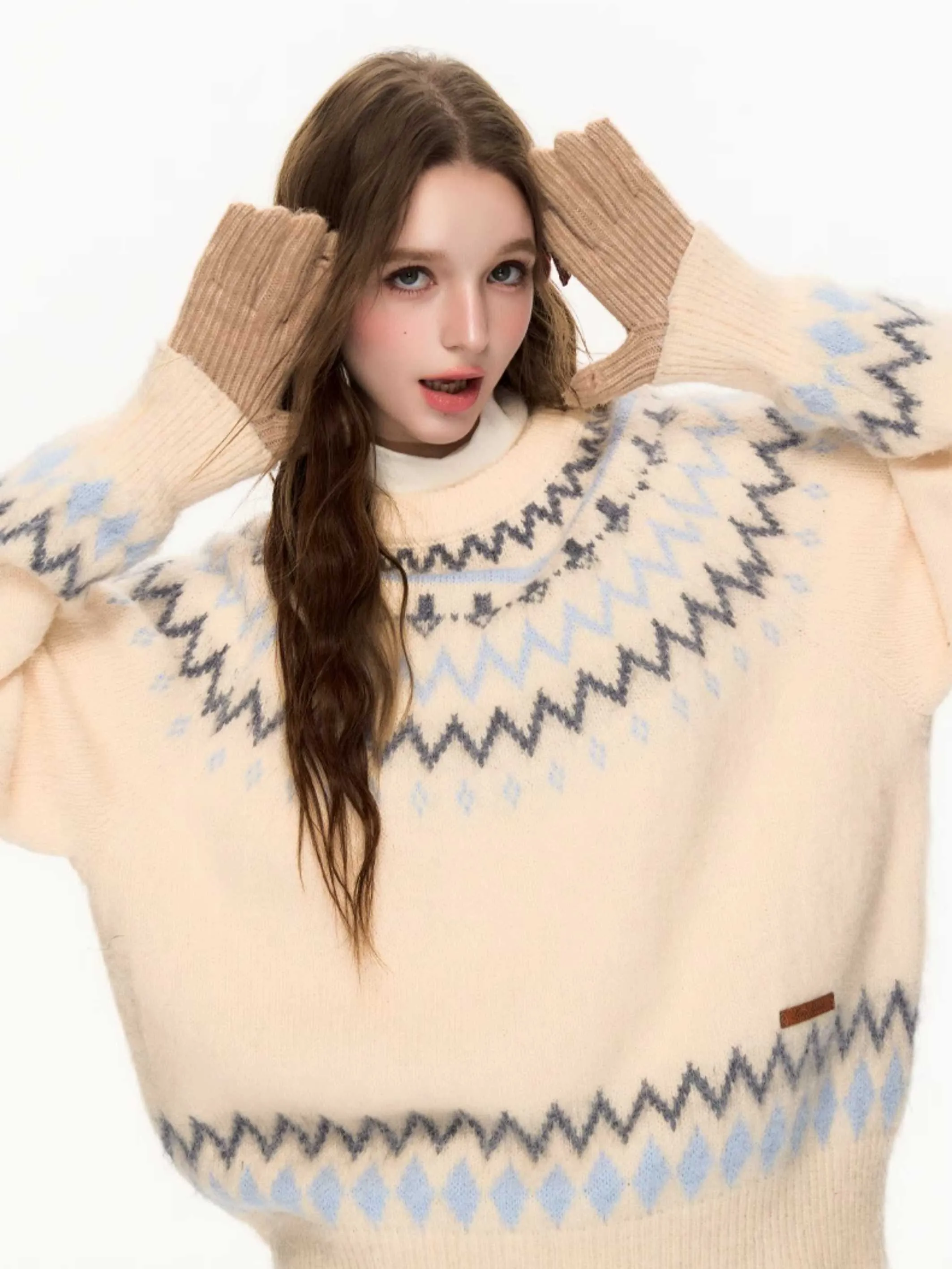 Jacquard pullover sweater【s0000010616】