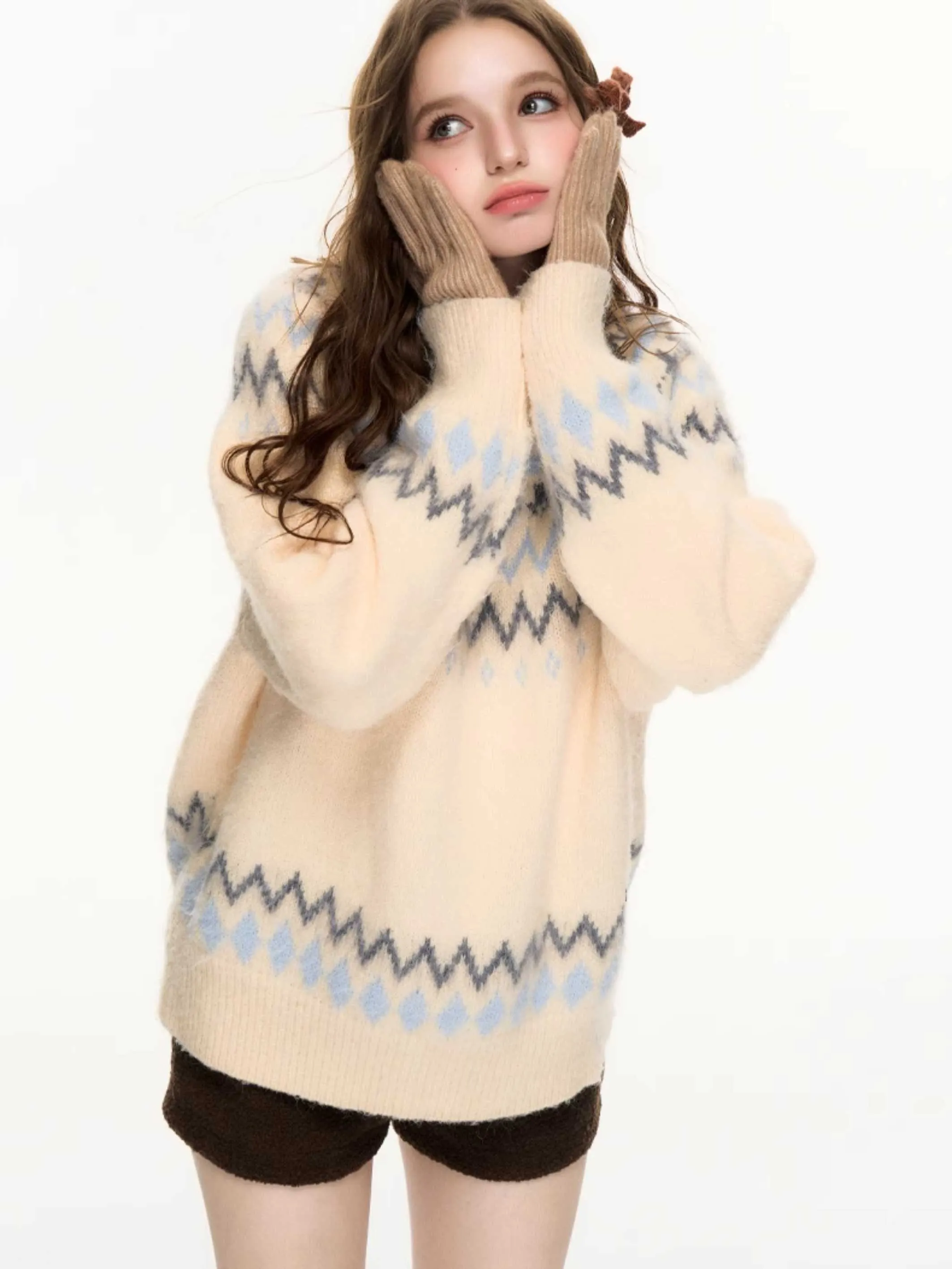 Jacquard pullover sweater【s0000010616】