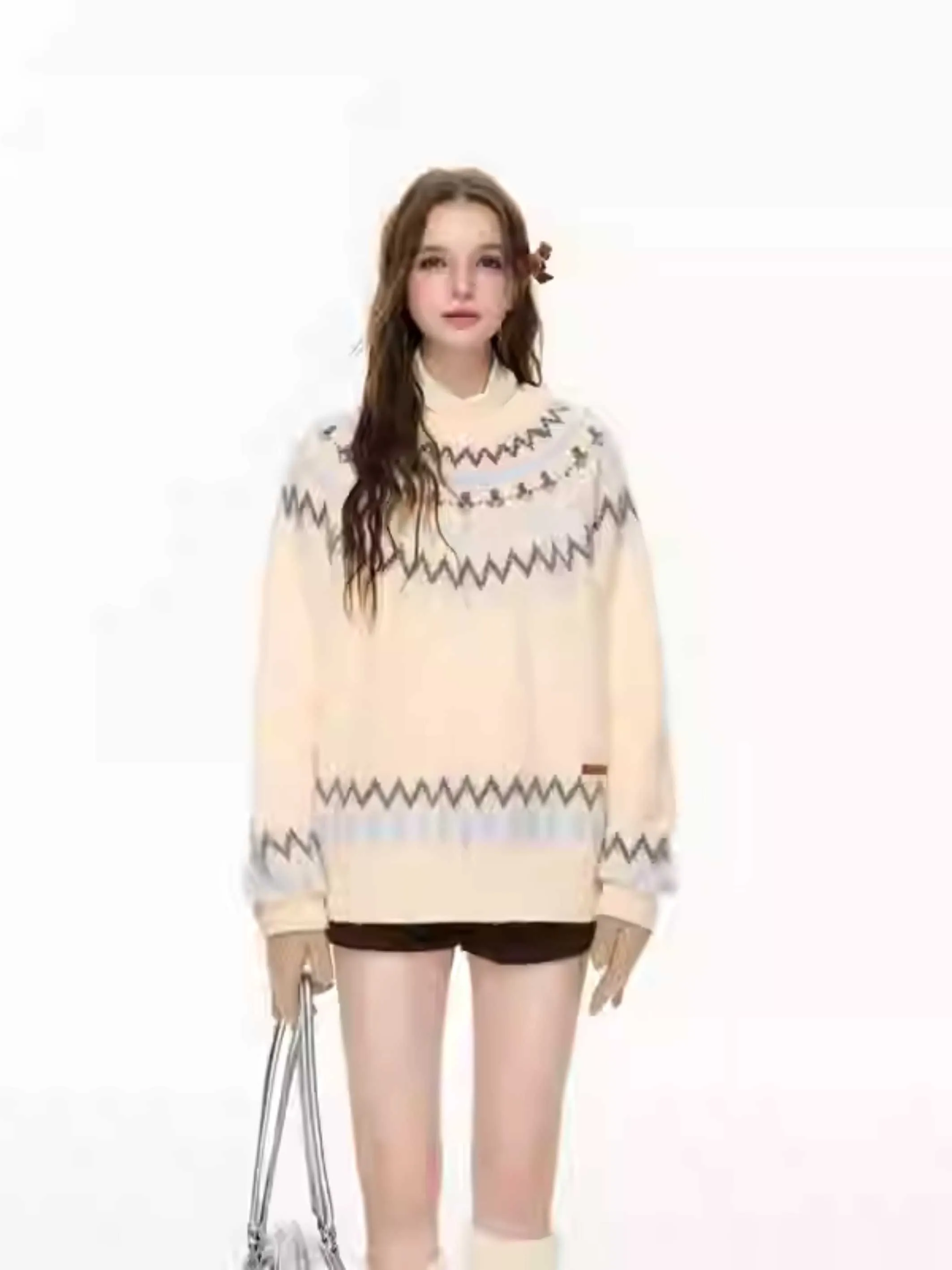 Jacquard pullover sweater【s0000010616】