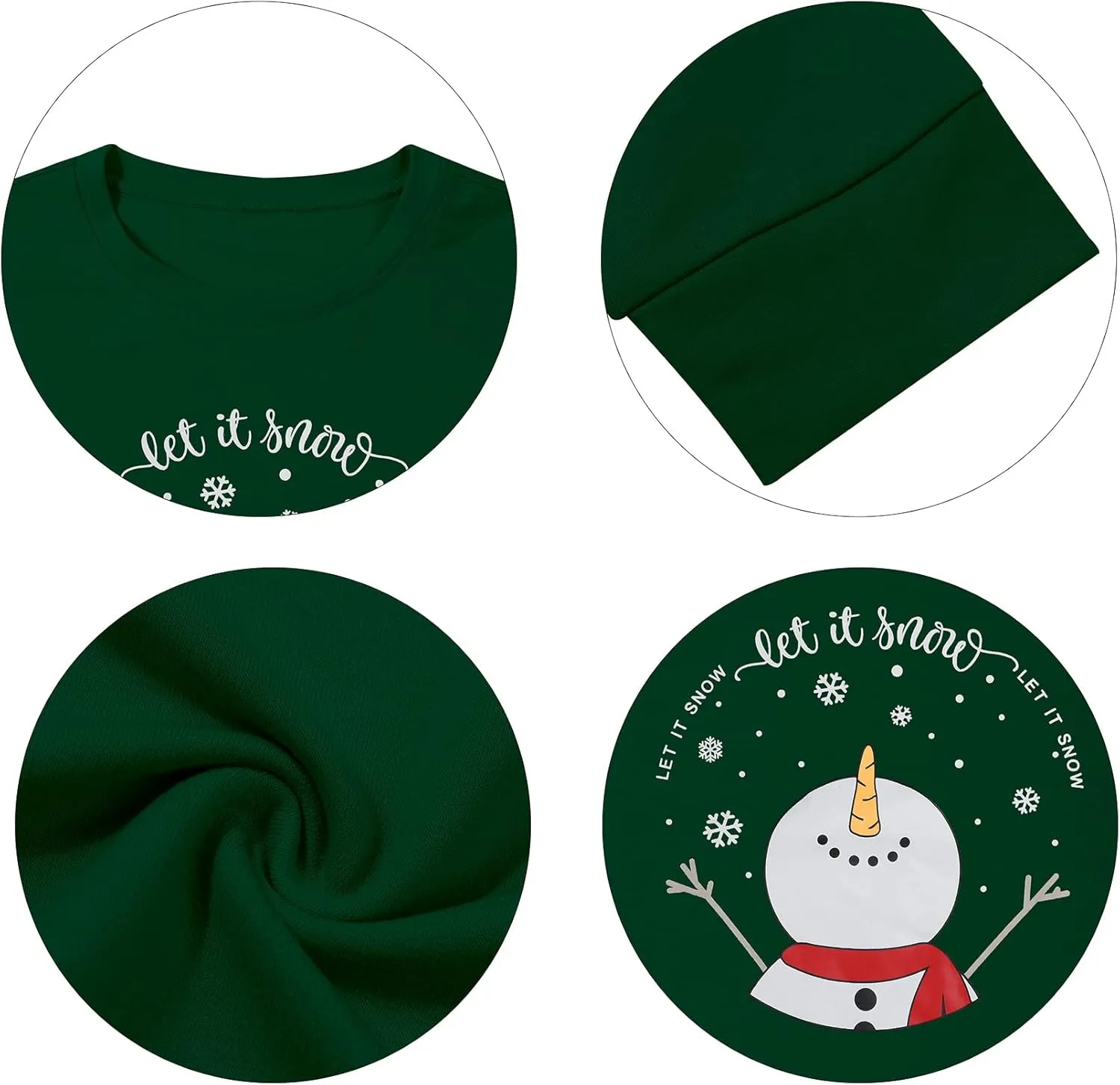 LUKYCILD Let It Snow Christmas Sweatshirt Women Snowman Graphic Ugly Christmas Sweatshirts Long Sleeve Christmas Shirts