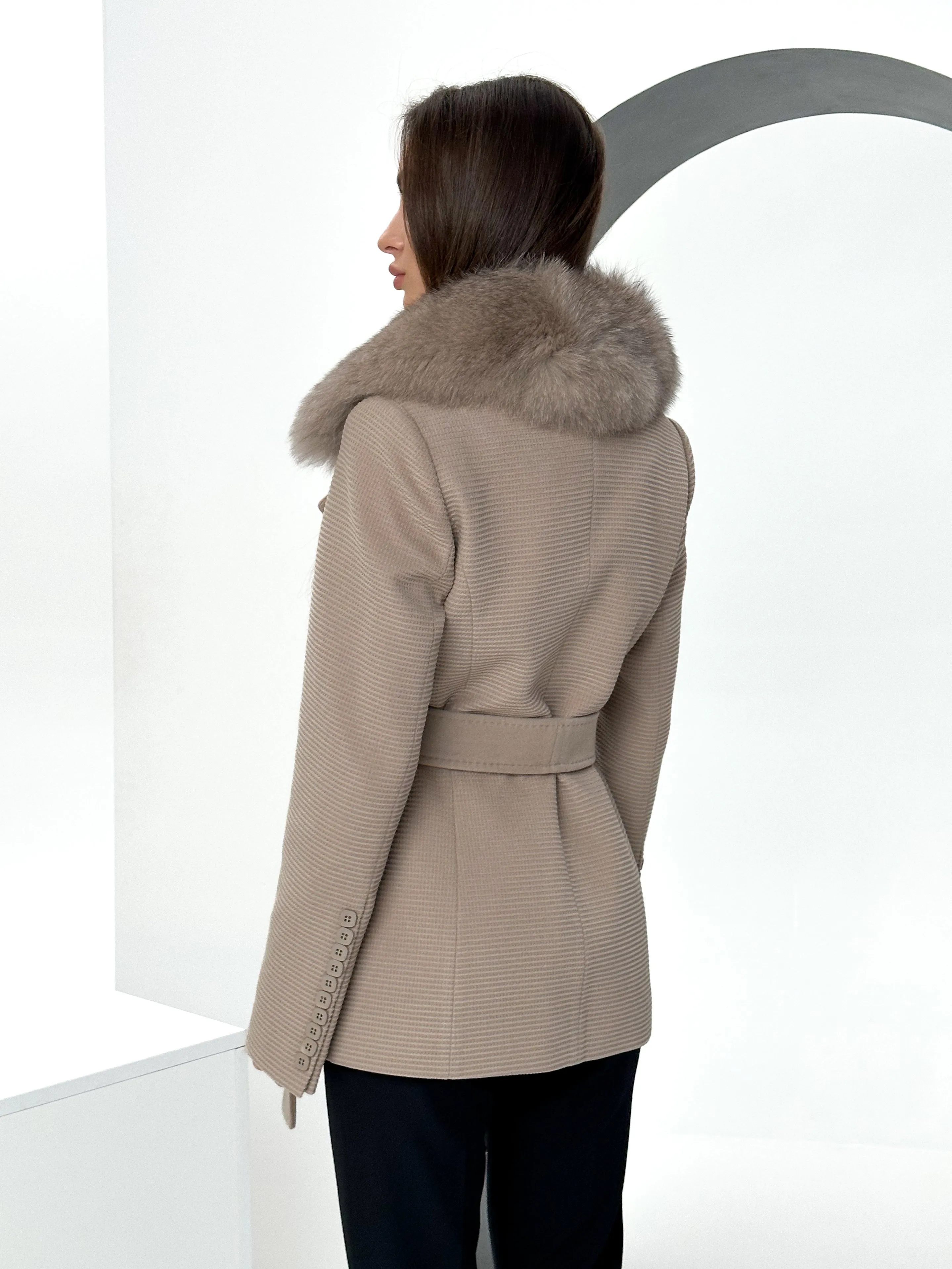 Lyndale Genuine Polar Fox Cashmere Wool Blend Coat