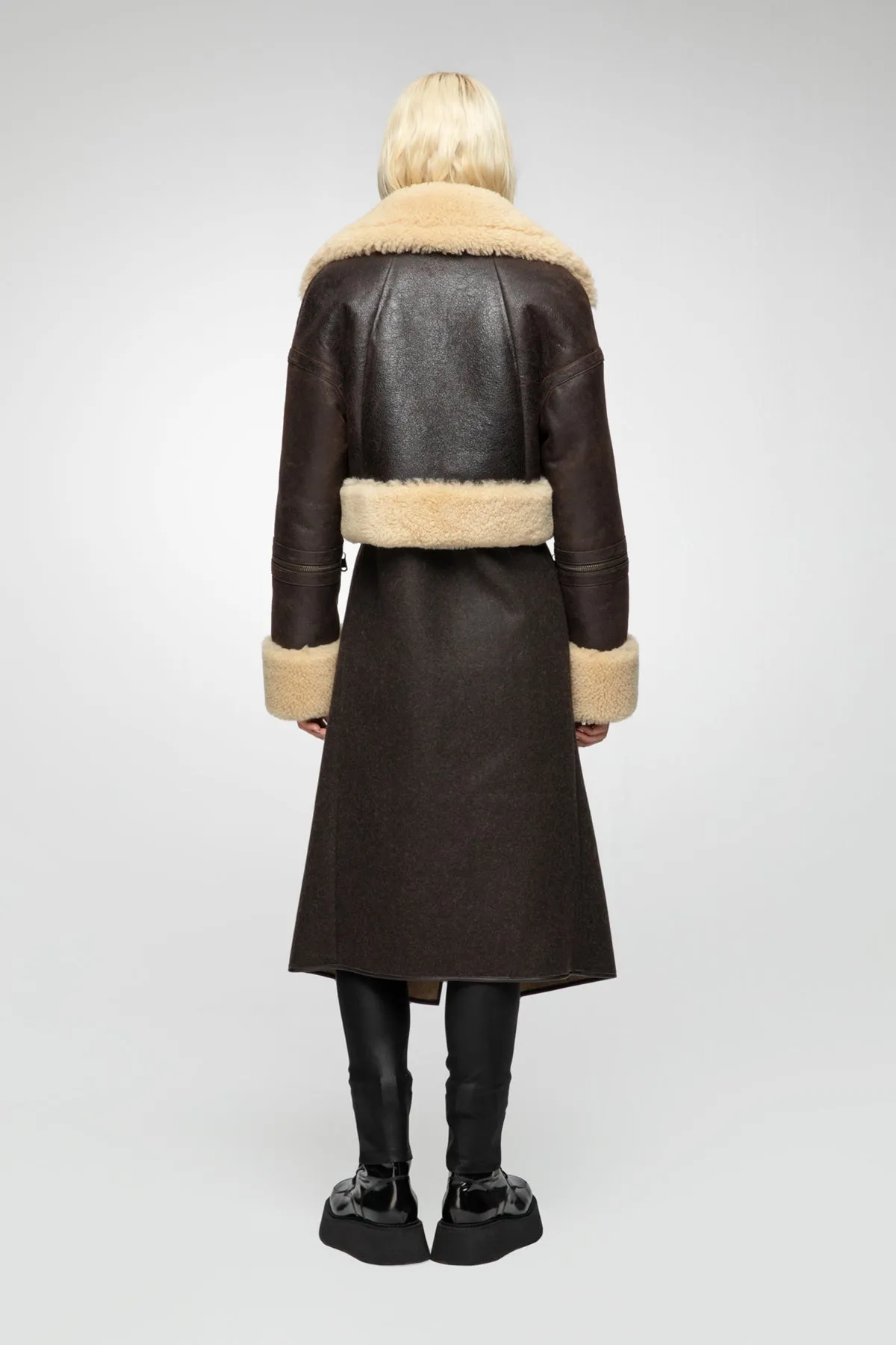 Mari - Brown Beige Shearling Jacket