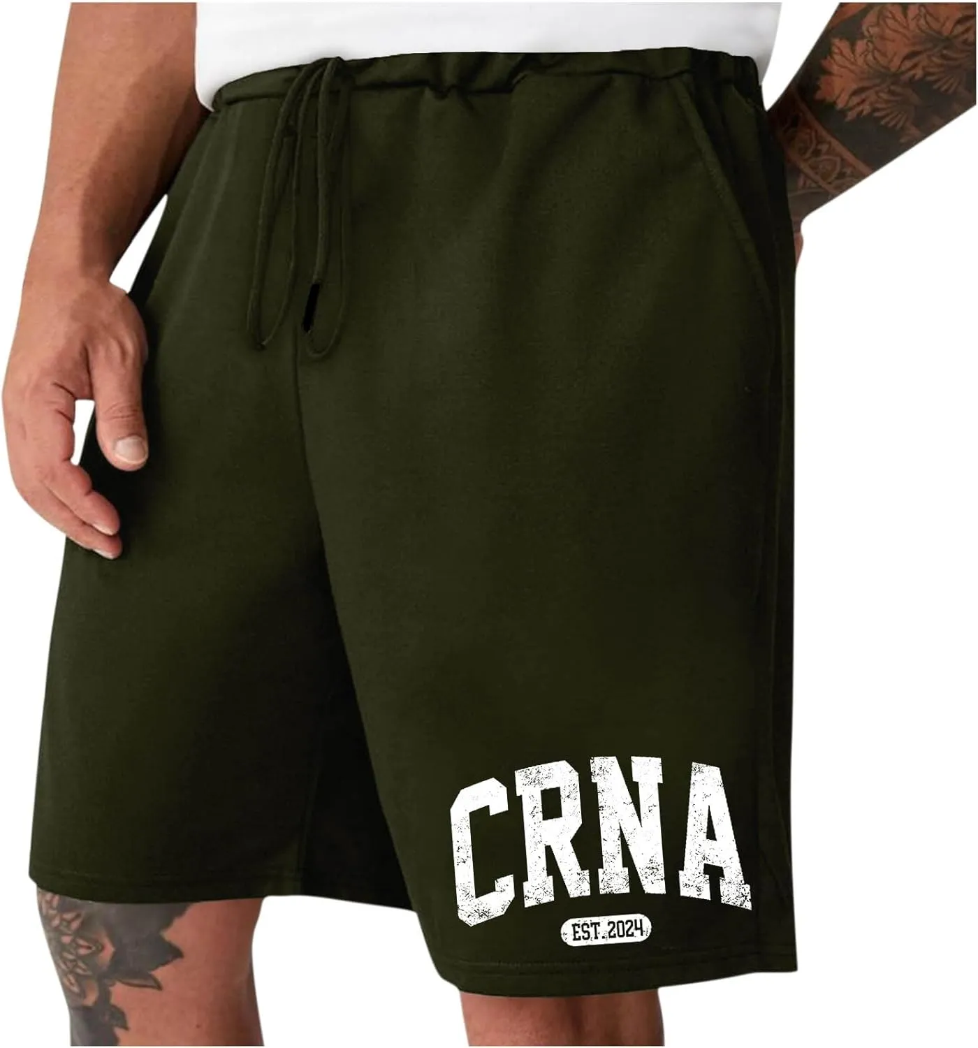 Men's Letter Graphic Track Shorts Drawstring Waist Summer Workout Shorts Lightweight Casual Breathable Sport Shorts