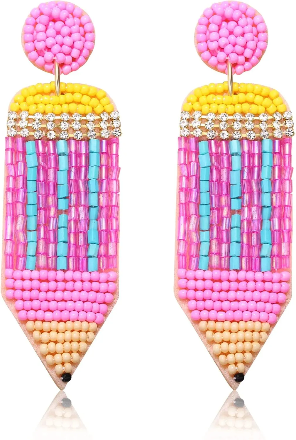 MOLOCH Beaded Teacher Earrings for Women Handmade Beaded Pencil Drop Dangle Earrings Teacher Appreciation Gifts Back To School Jewelry