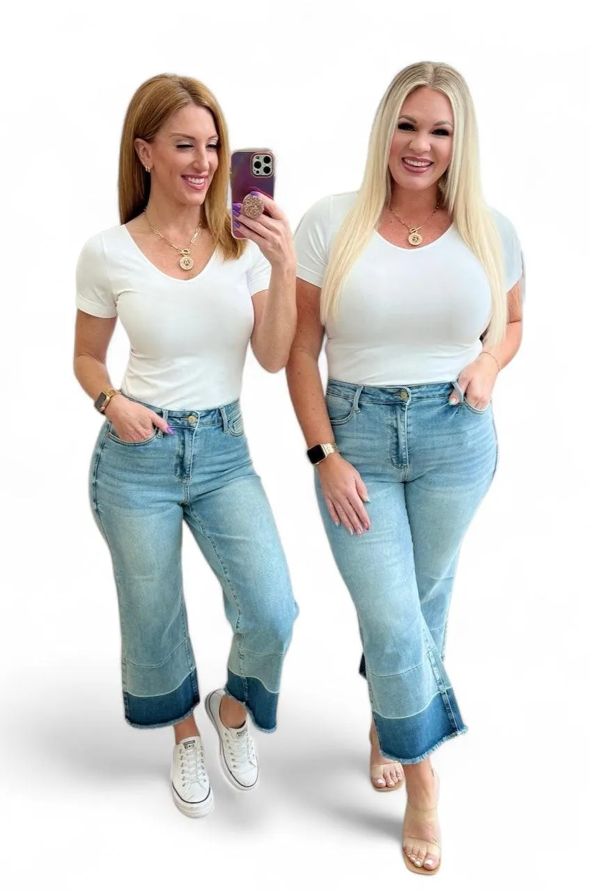 Olivia High Rise Wide Leg Crop Jeans in Medium Wash