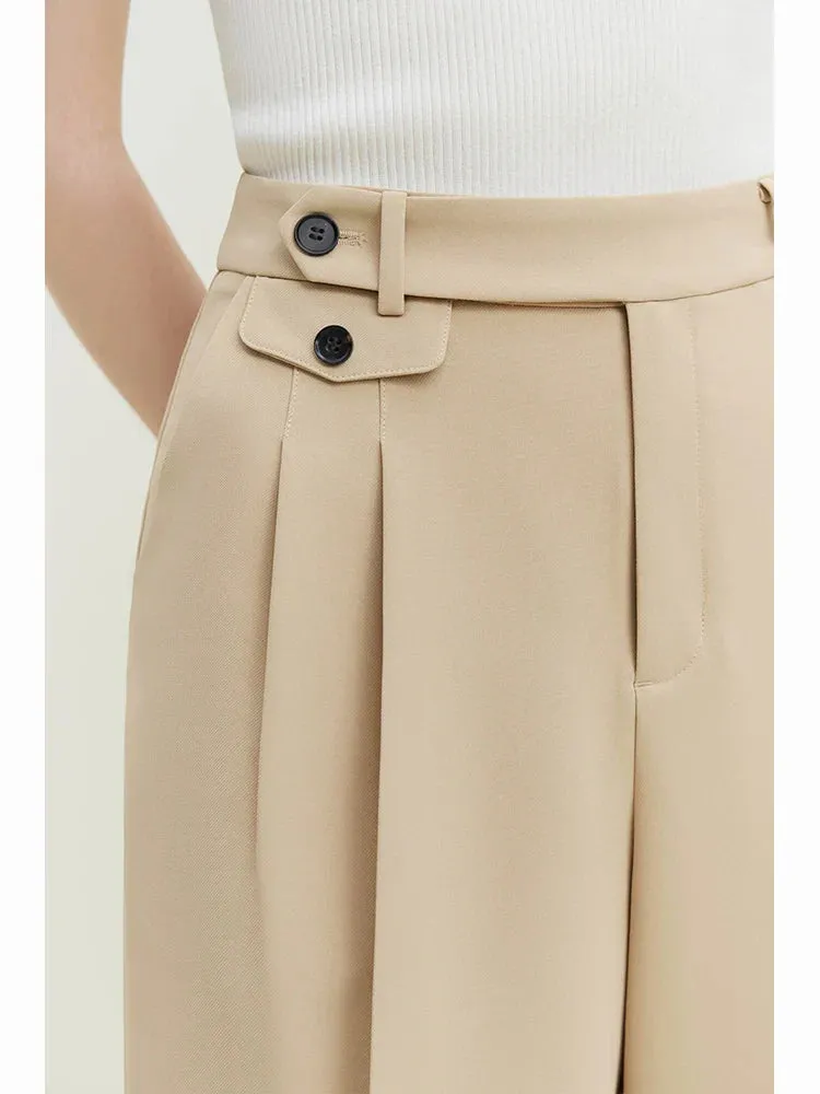 Pleated High Waist Suit Short for Office Lady