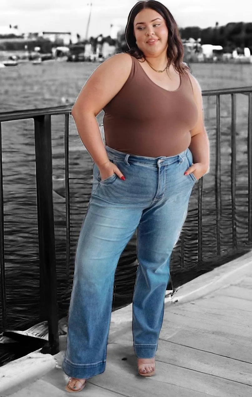 Plus Mid Rise Wide Leg Judy Blue Jeans